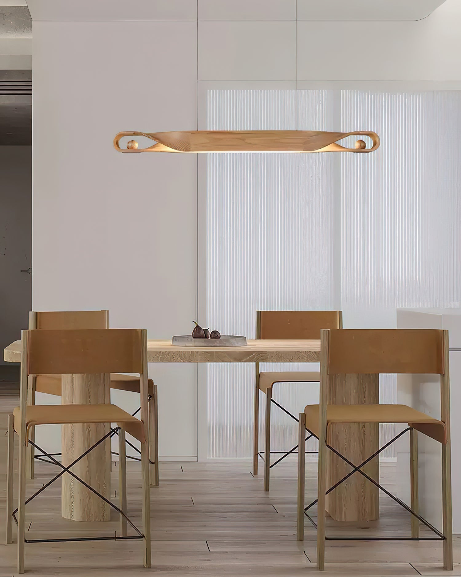 Lustra Suspension en Bois Incurvé Minimaliste