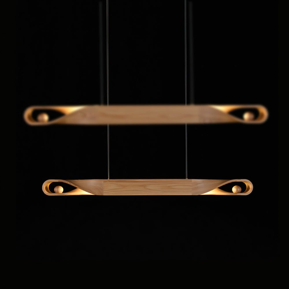 Lustra Suspension en Bois Incurvé Minimaliste