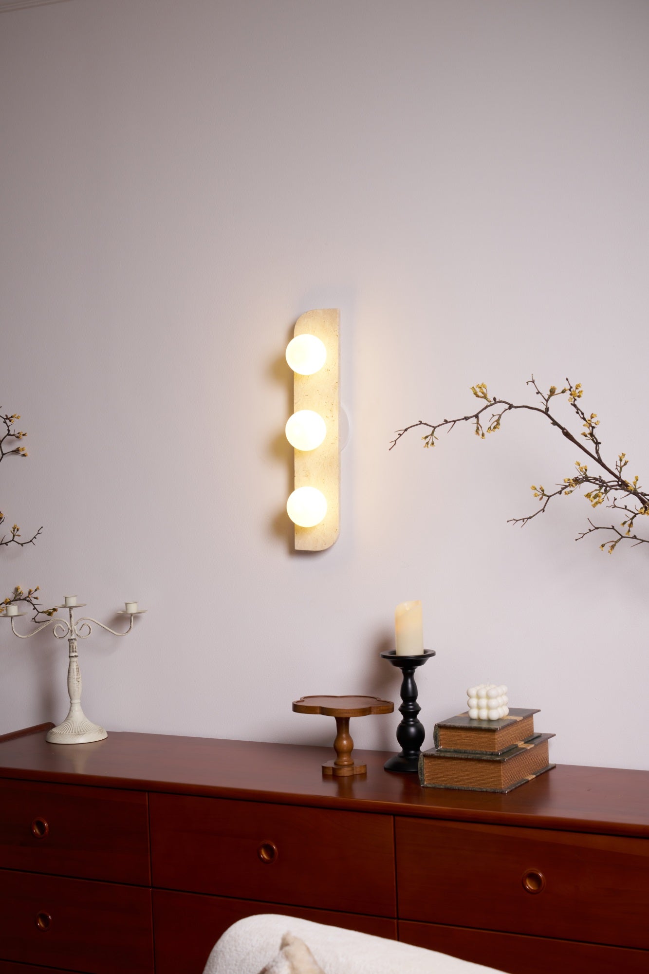 Zophaor Minimalist Travertine Plug-In Wall Light