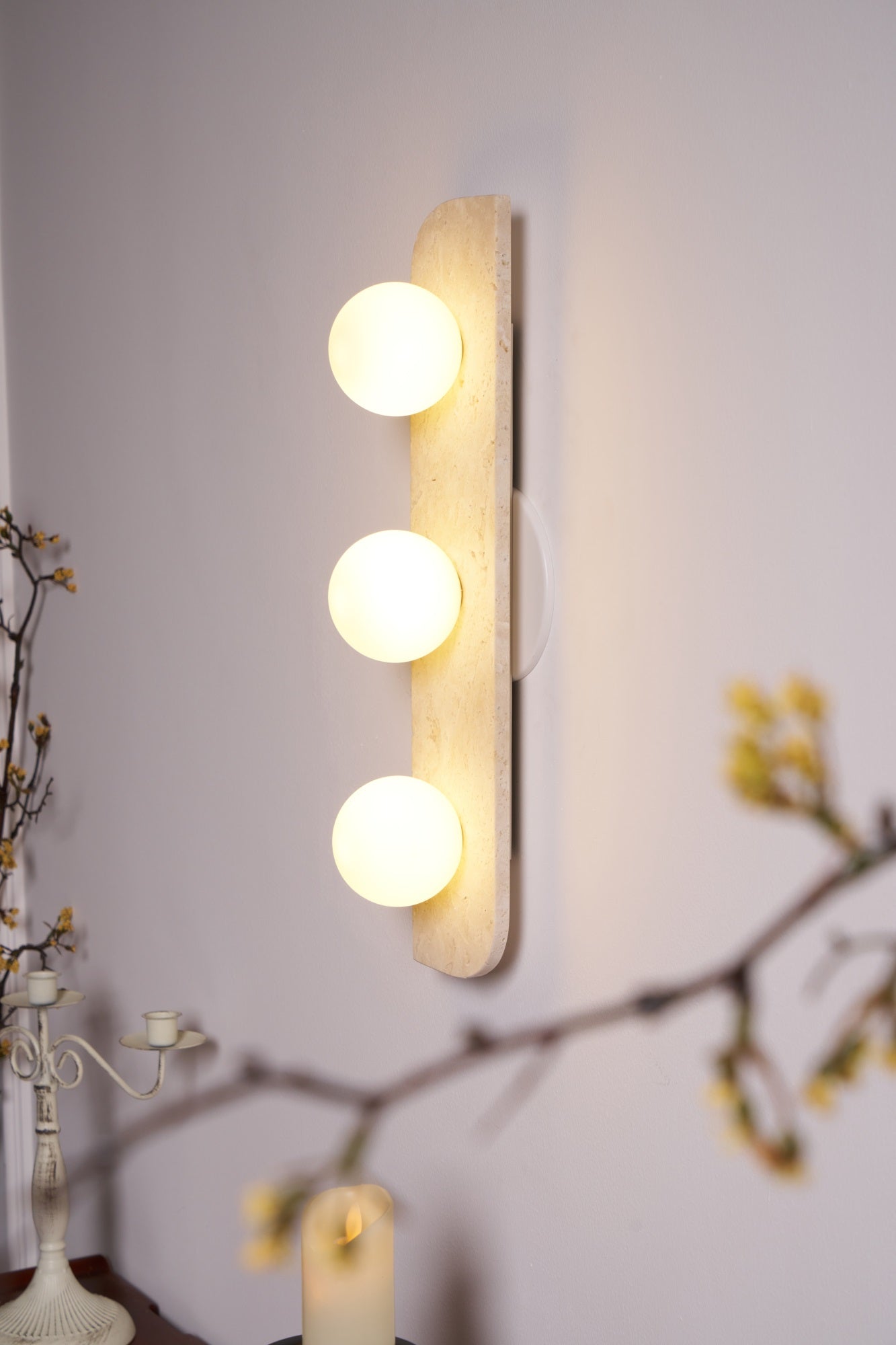Zophaor Minimalist Travertine Plug-In Wall Light