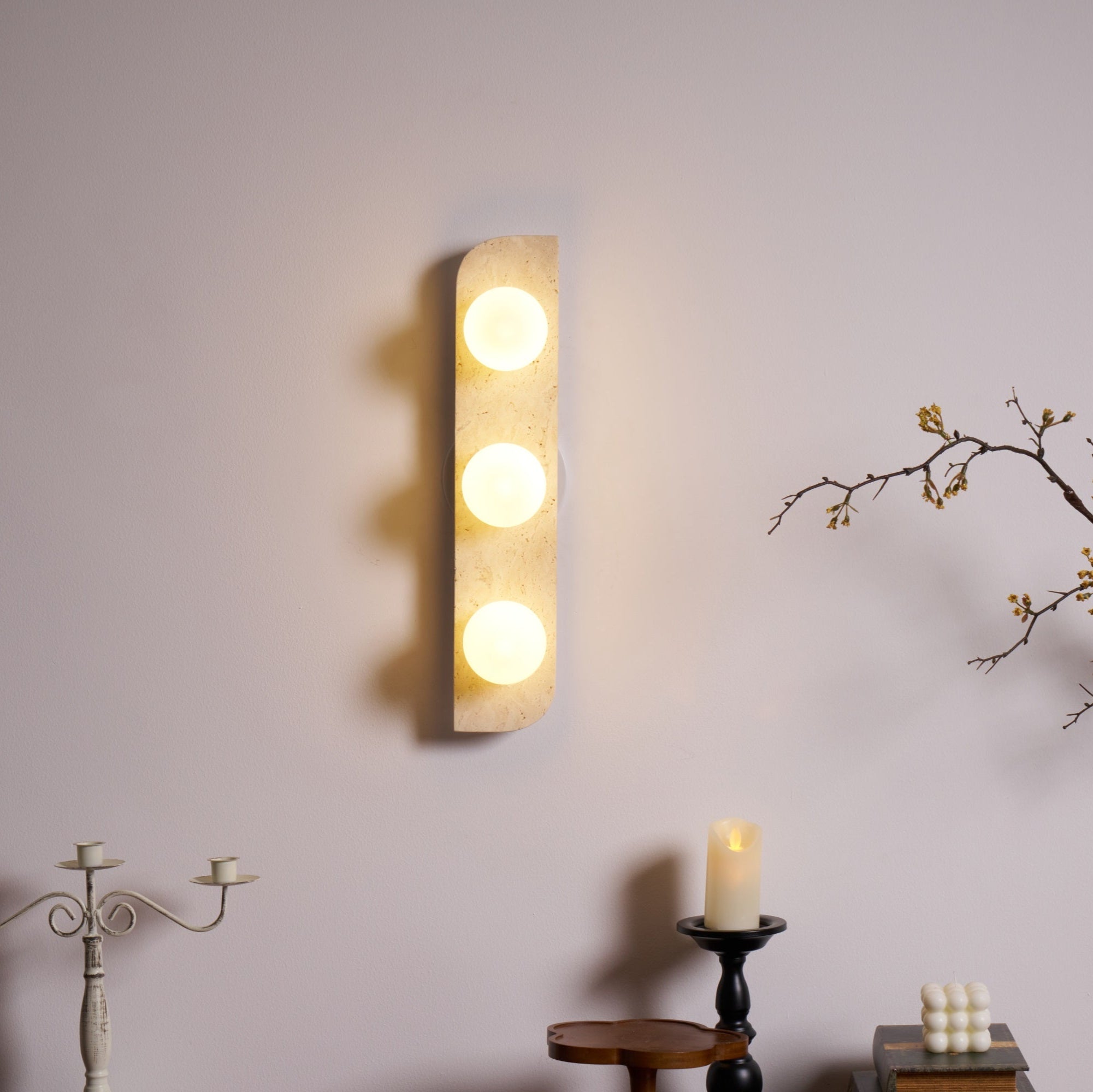 Zophaor Minimalist Travertine Plug-In Wall Light