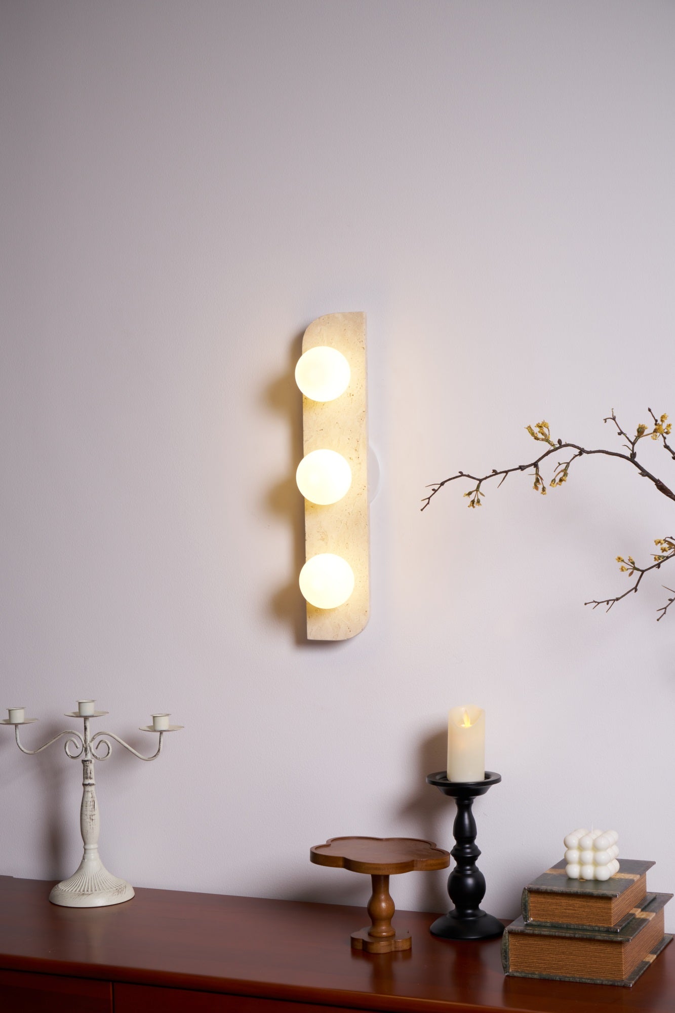 Zophaor Minimalist Travertine Plug-In Wall Light