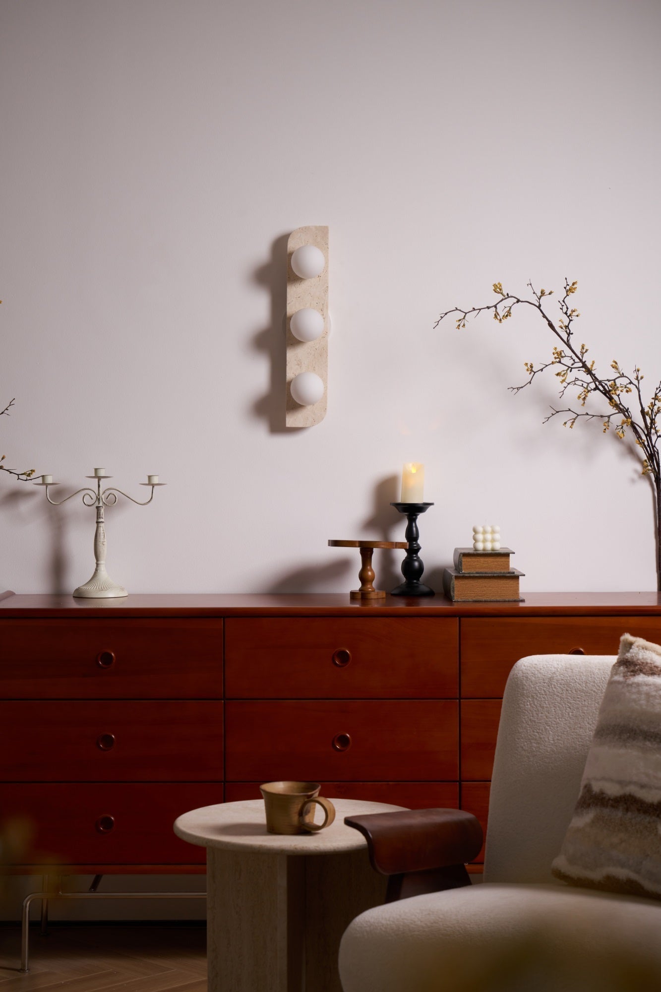 Zophaor Minimalist Travertine Plug-In Wall Light