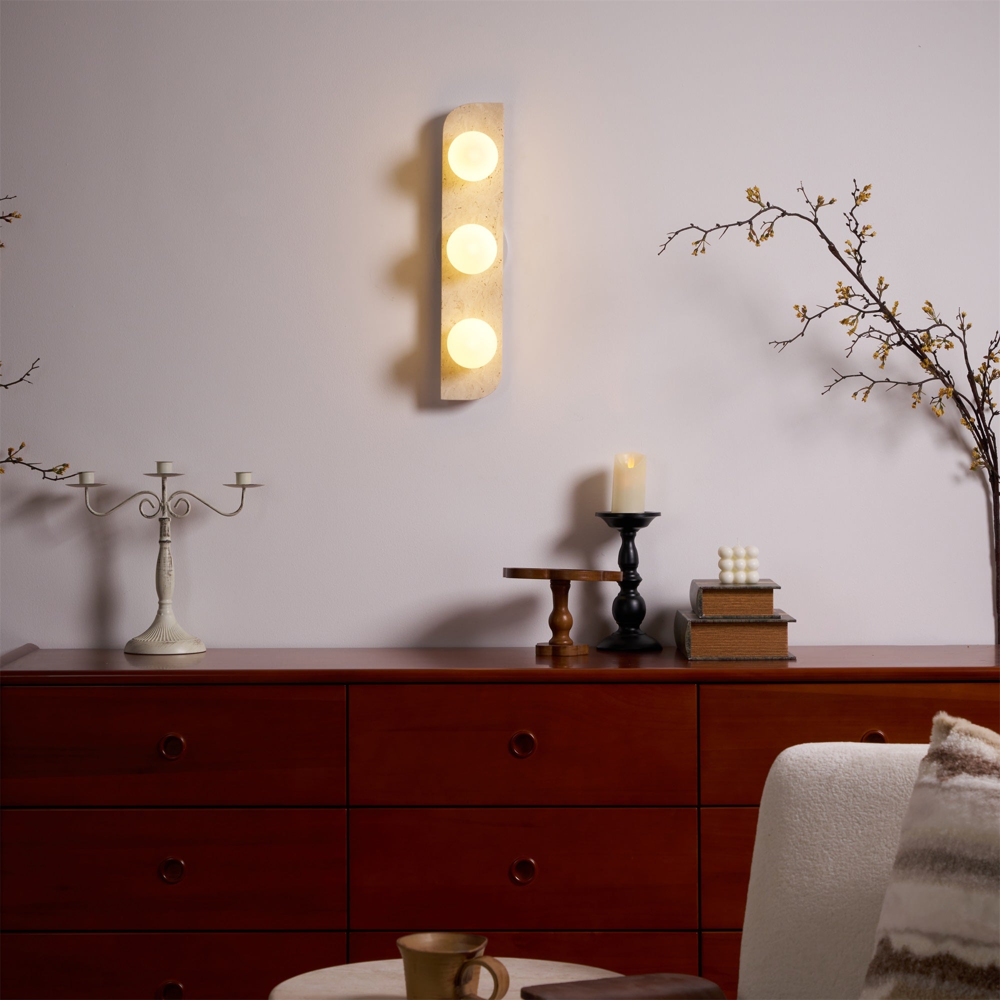 Zophaor Minimalist Travertine Plug-In Wall Light