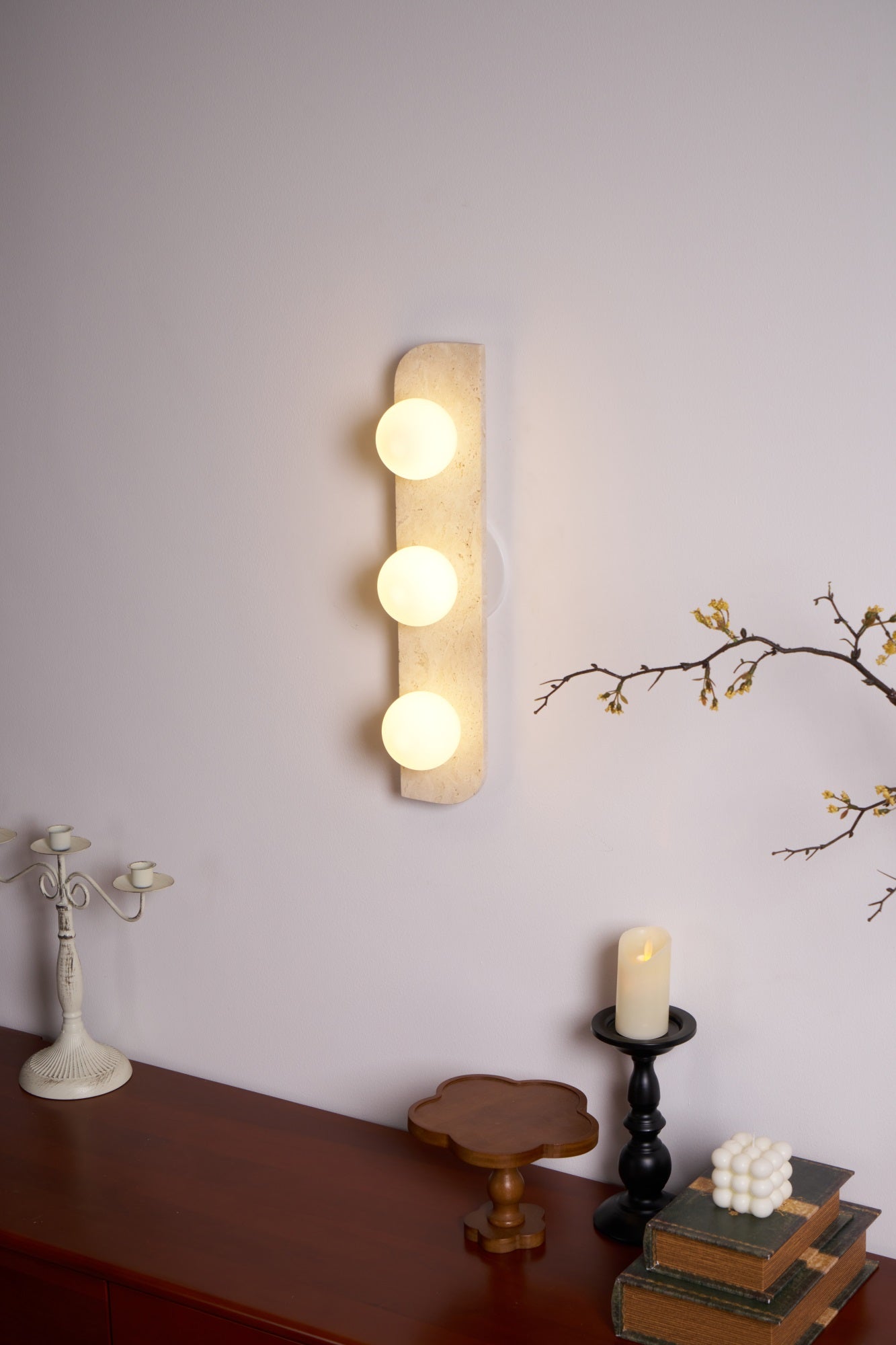 Zophaor Minimalist Travertine Plug-In Wall Light