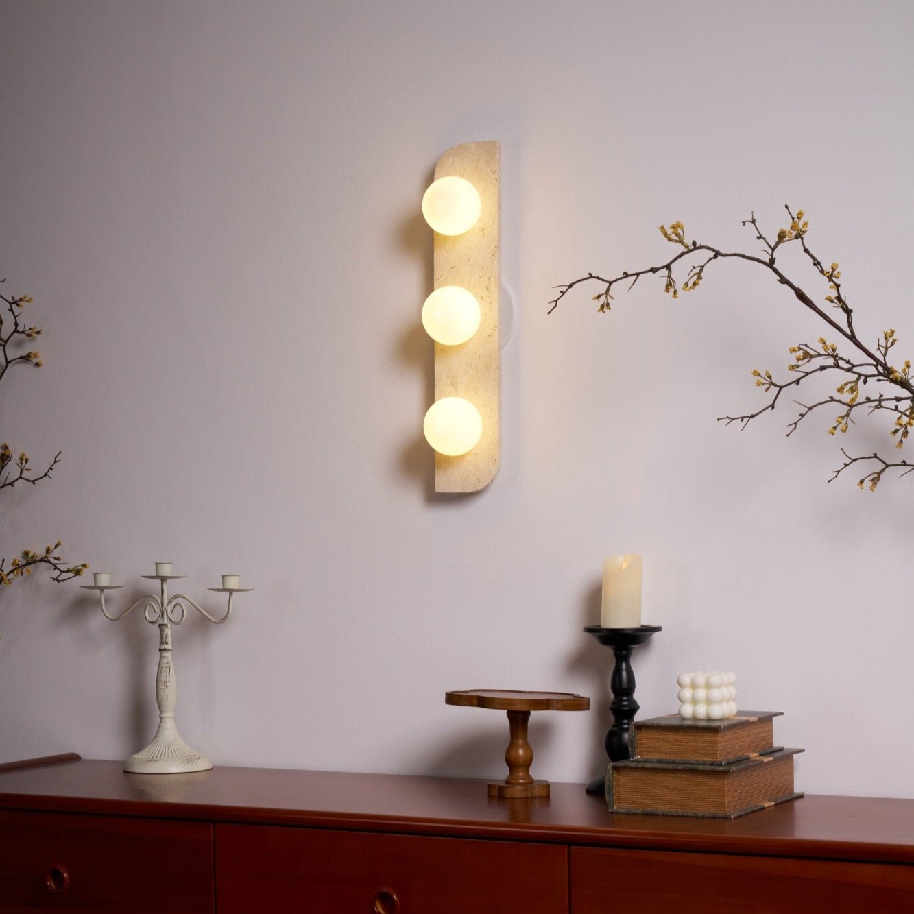 Zophaor Minimalist Travertine Plug-In Wall Light