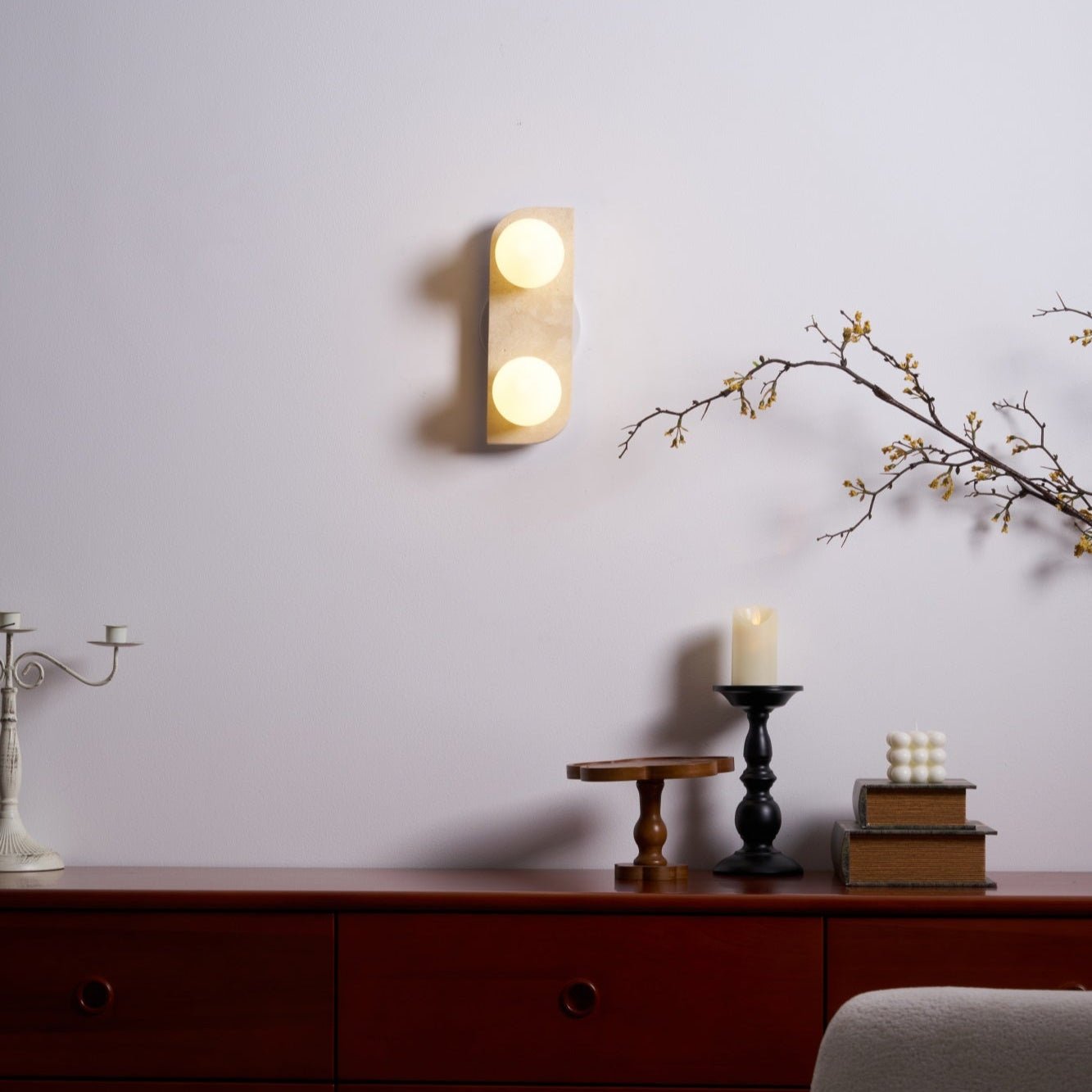 Zophaor Minimalist Travertine Plug-In Wall Light