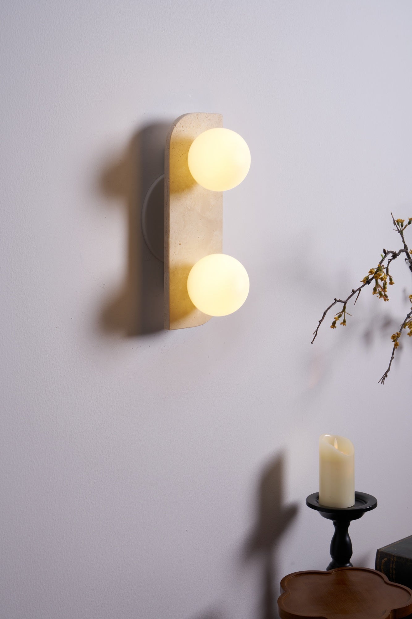 Zophaor Minimalist Travertine Plug-In Wall Light