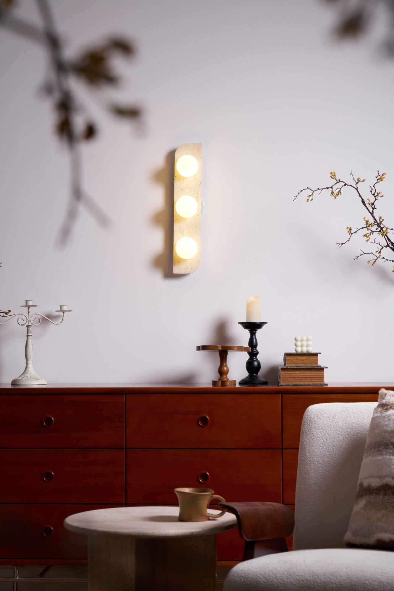 Zophaor Minimalist Travertine Plug-In Wall Light