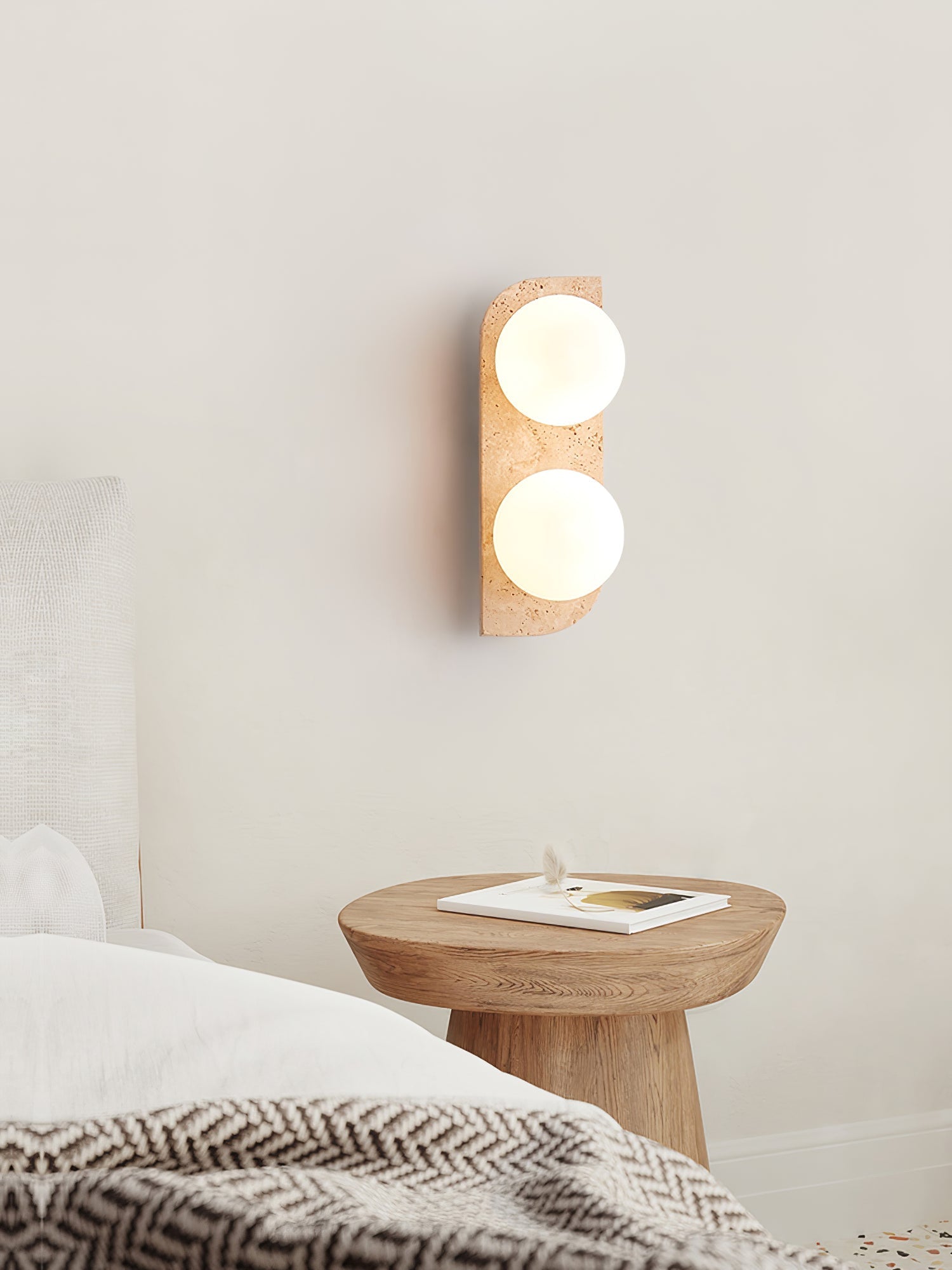 Zophaor Minimalist Travertine Plug-In Wall Light
