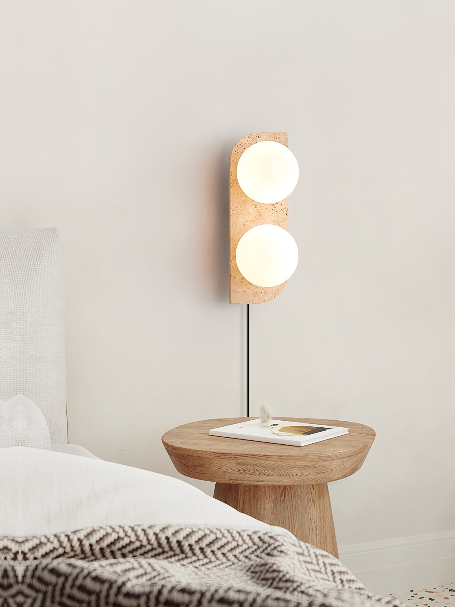 Zophaor Minimalist Travertine Plug-In Wall Light