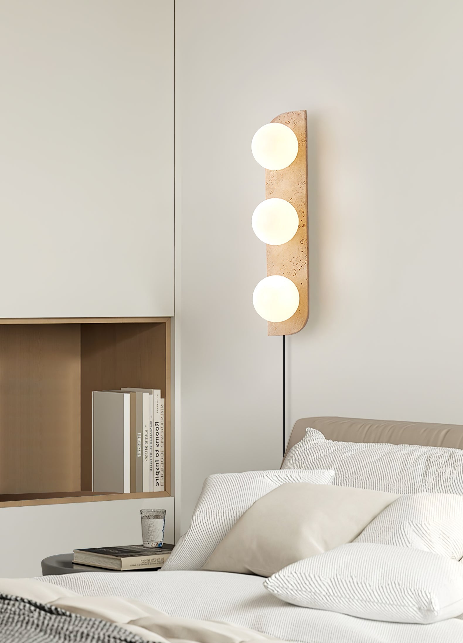 Zophaor Minimalist Travertine Plug-In Wall Light