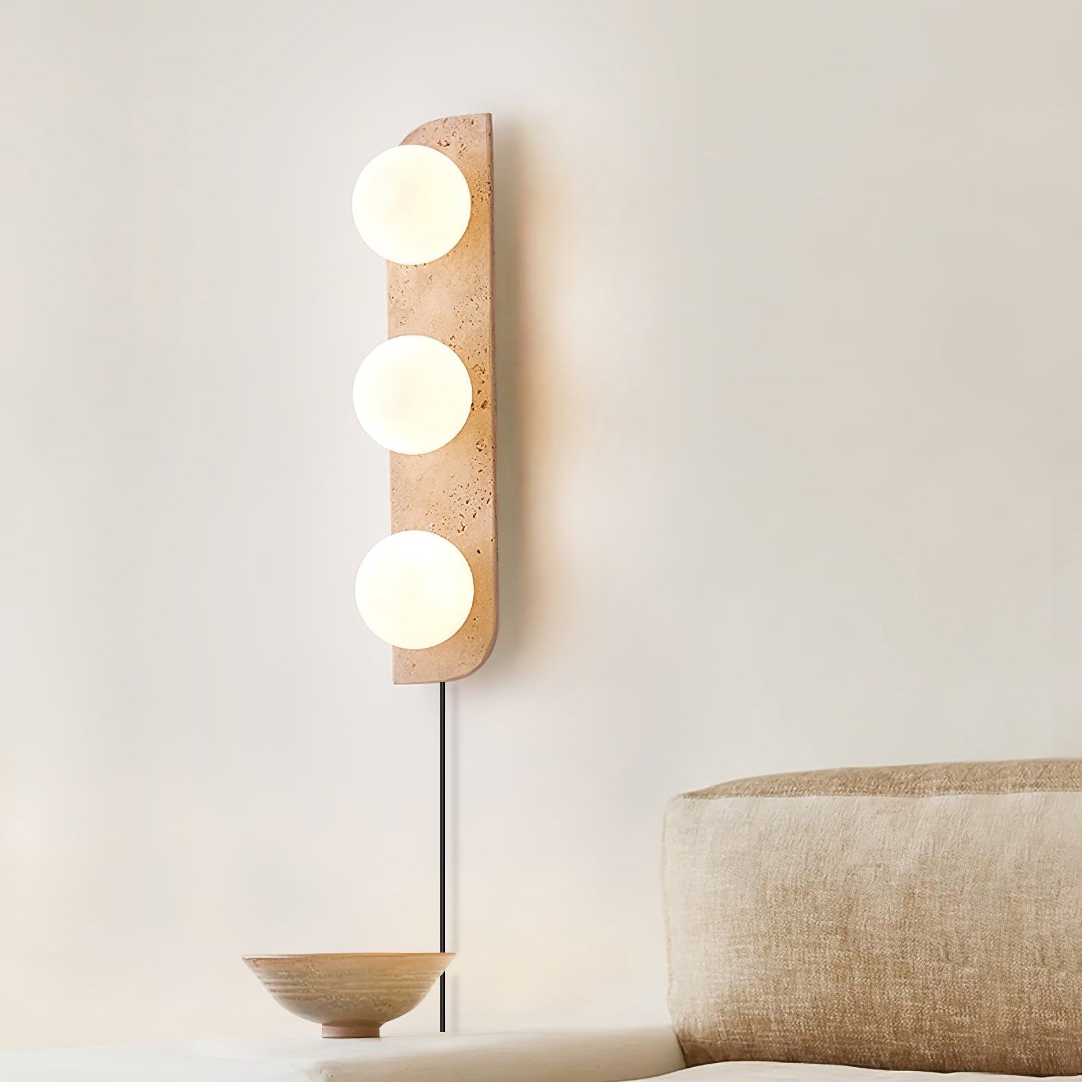 Zophaor Minimalist Travertine Plug-In Wall Light