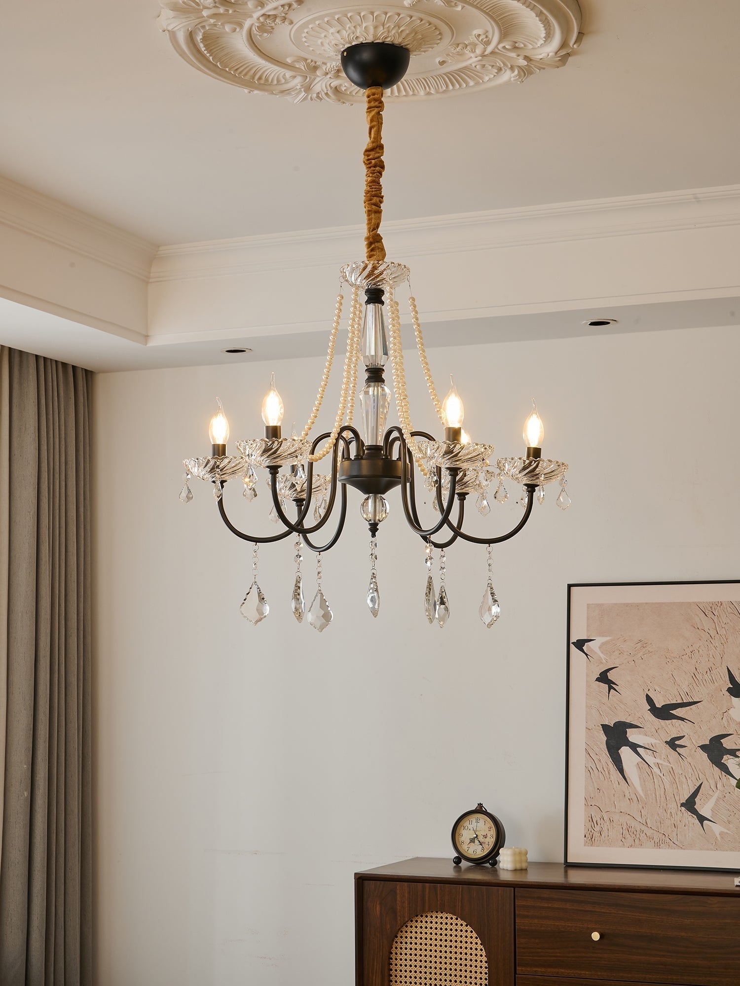 Cisoren Lustre Postmoderne de Luxe en Cristal et Perles