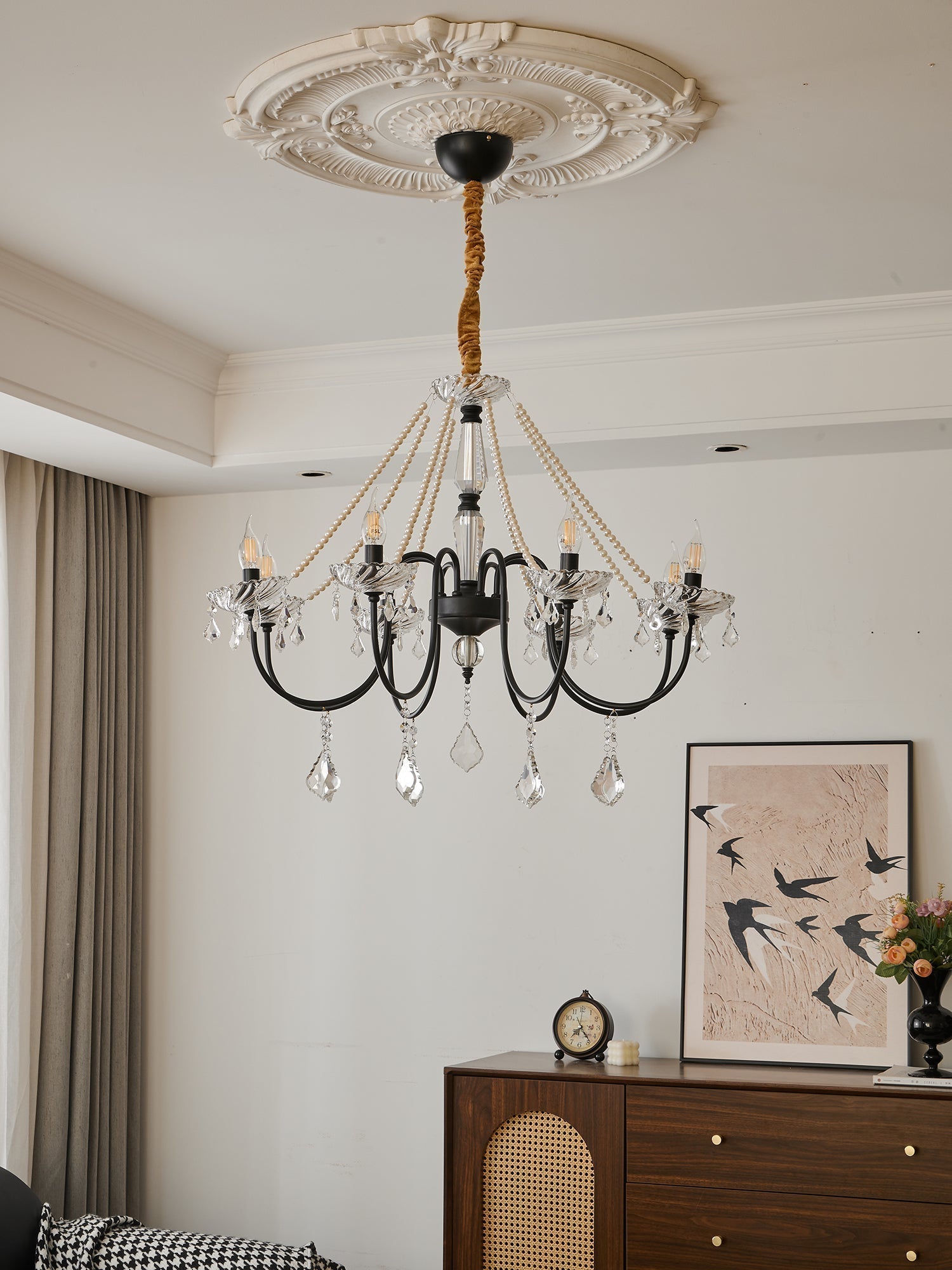 Cisoren Lustre Postmoderne de Luxe en Cristal et Perles