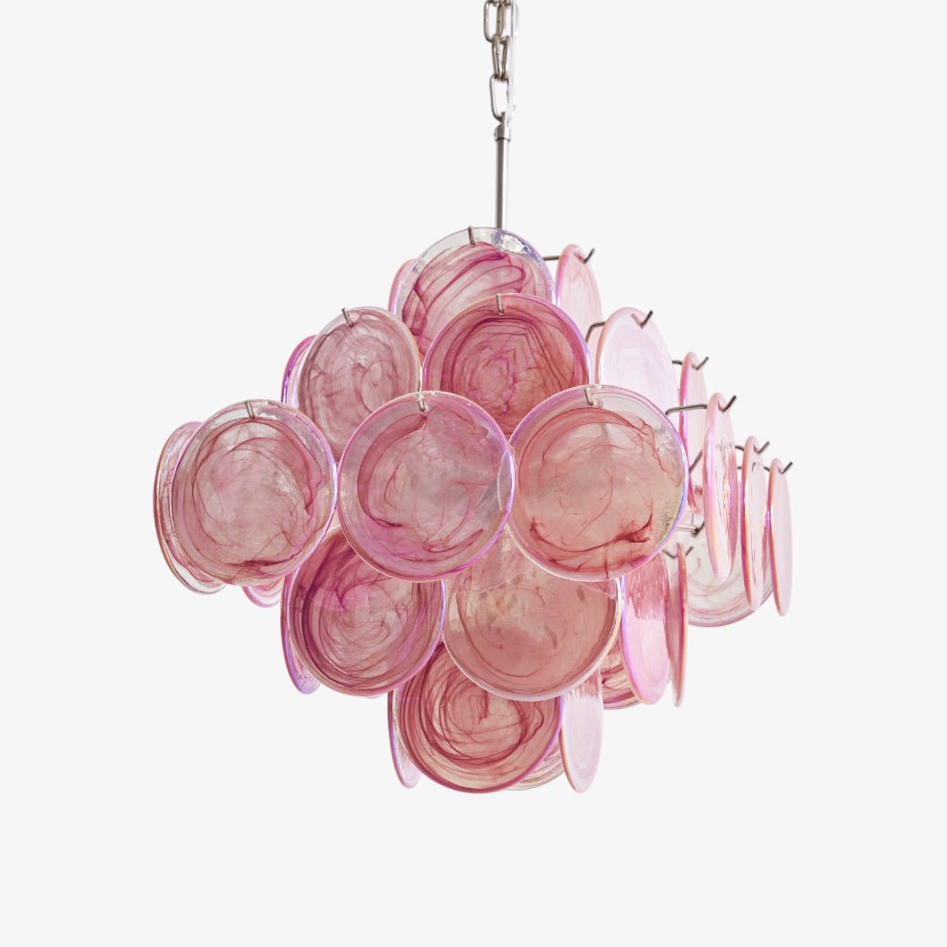 Aurora Lustre Rose Verre Disque Superposé Romantique