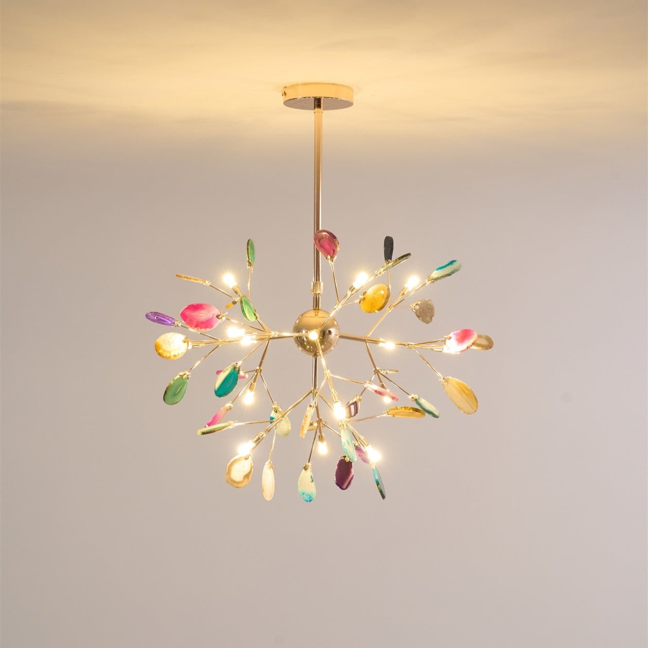 Lustra Lustre Feuille Colorée Bras Dorés