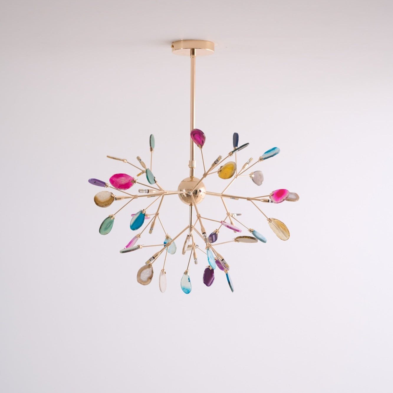 Lustra Lustre Feuille Colorée Bras Dorés
