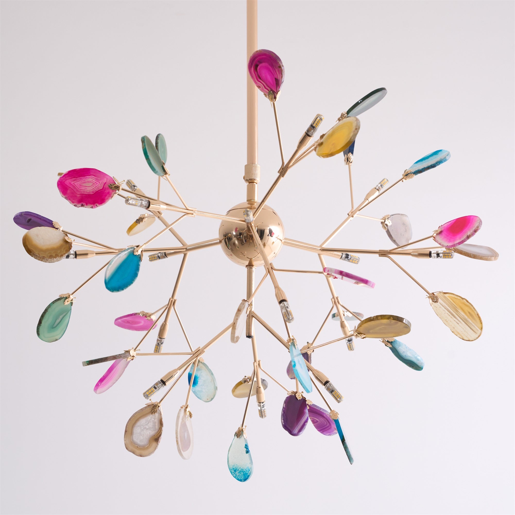 Lustra Lustre Feuille Colorée Bras Dorés