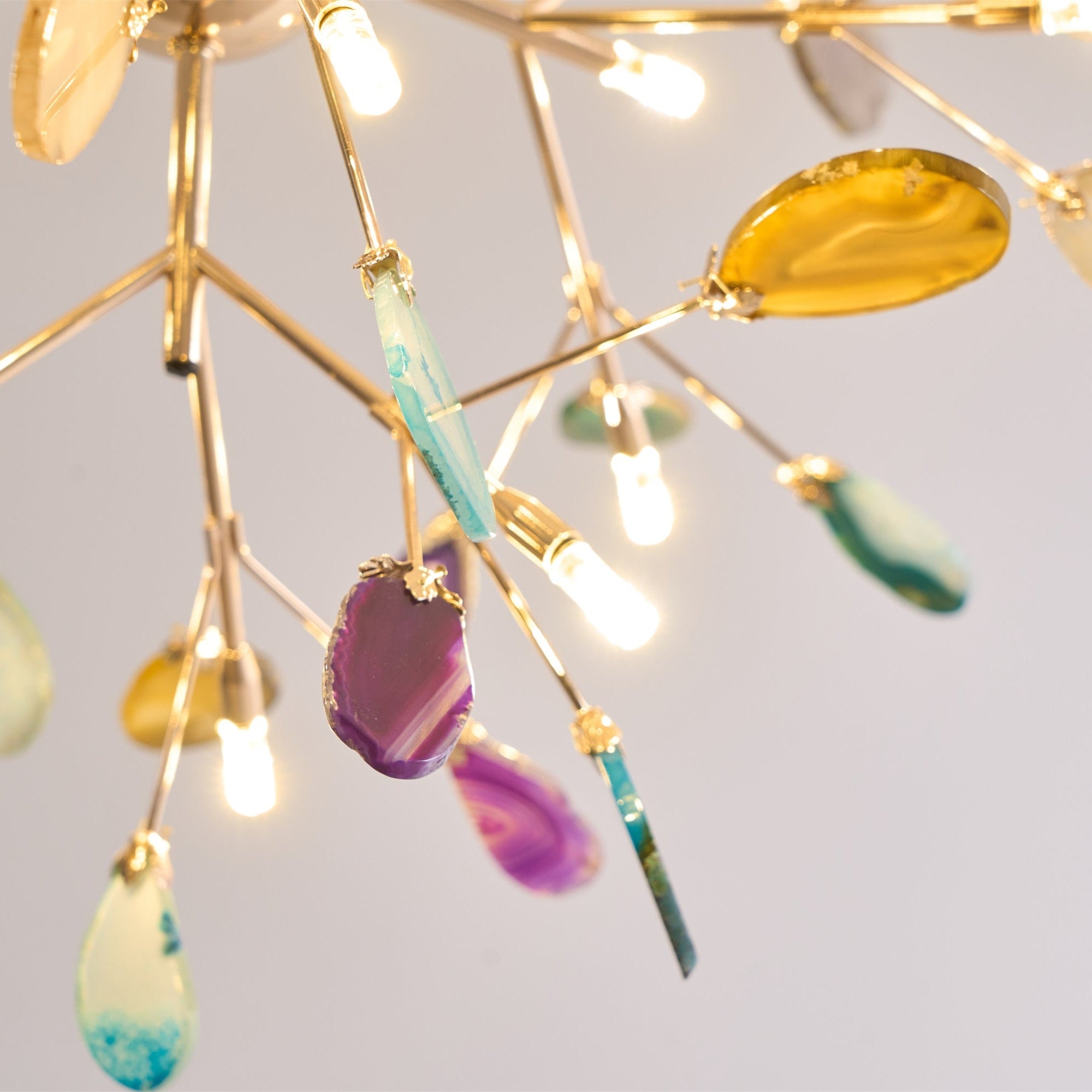 Lustra Lustre Feuille Colorée Bras Dorés