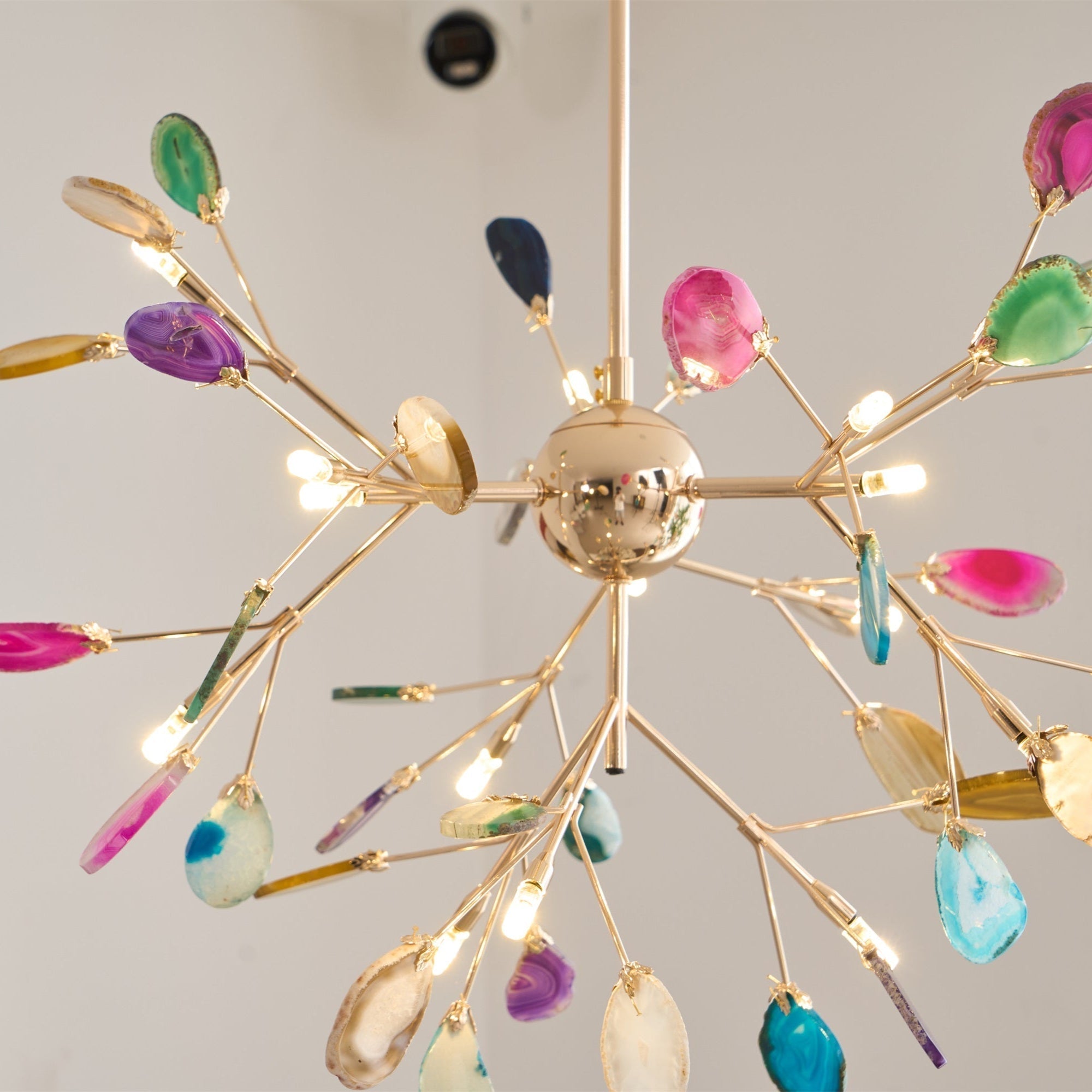 Lustra Lustre Feuille Colorée Bras Dorés