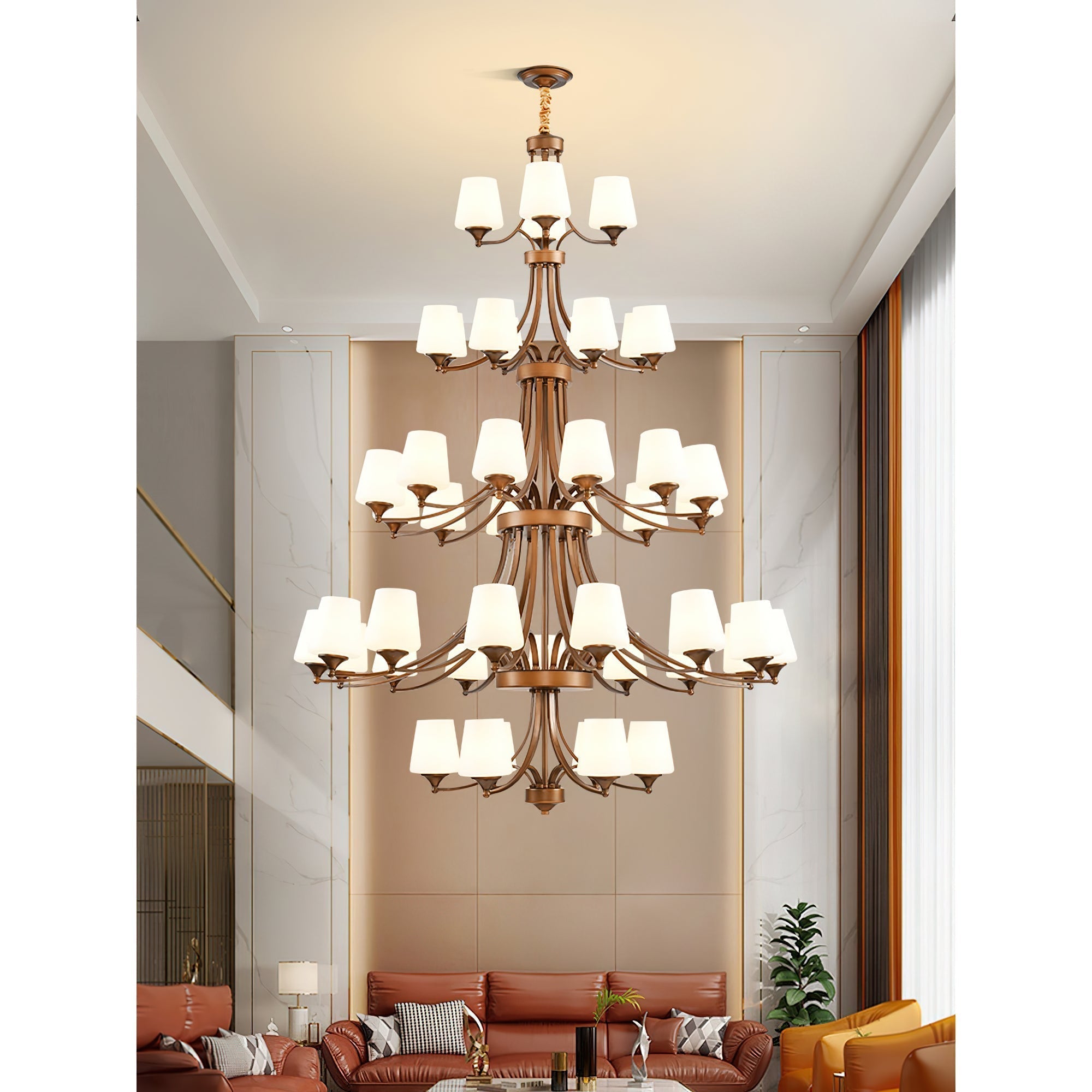 Ulrinara Lustre Laiton Verre Luxe Postmoderne Salon