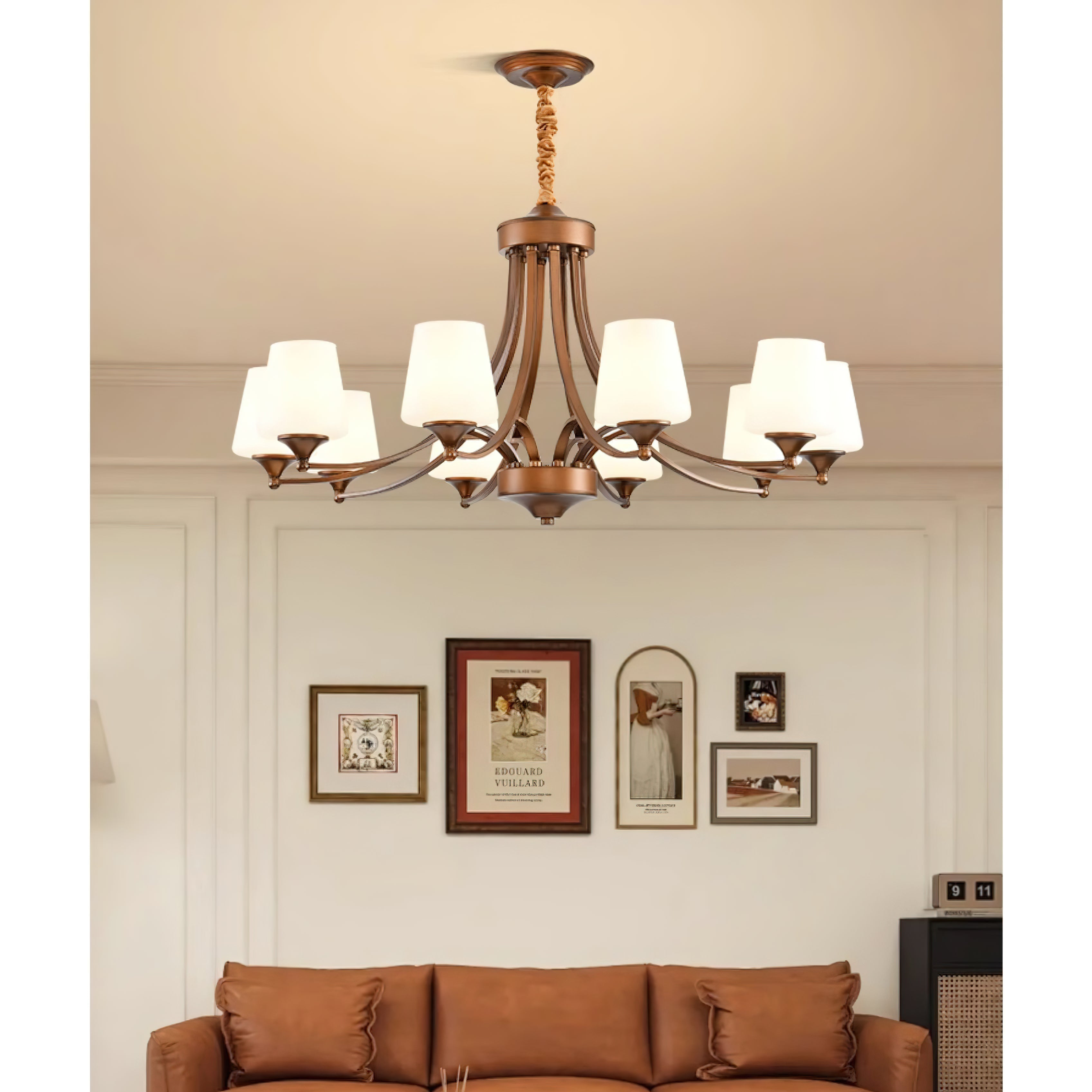 Ulrinara Lustre Laiton Verre Luxe Postmoderne Salon