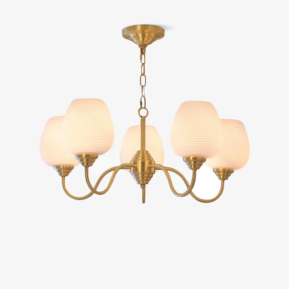 Lustra Lustre Laiton Antique Verre Blanc