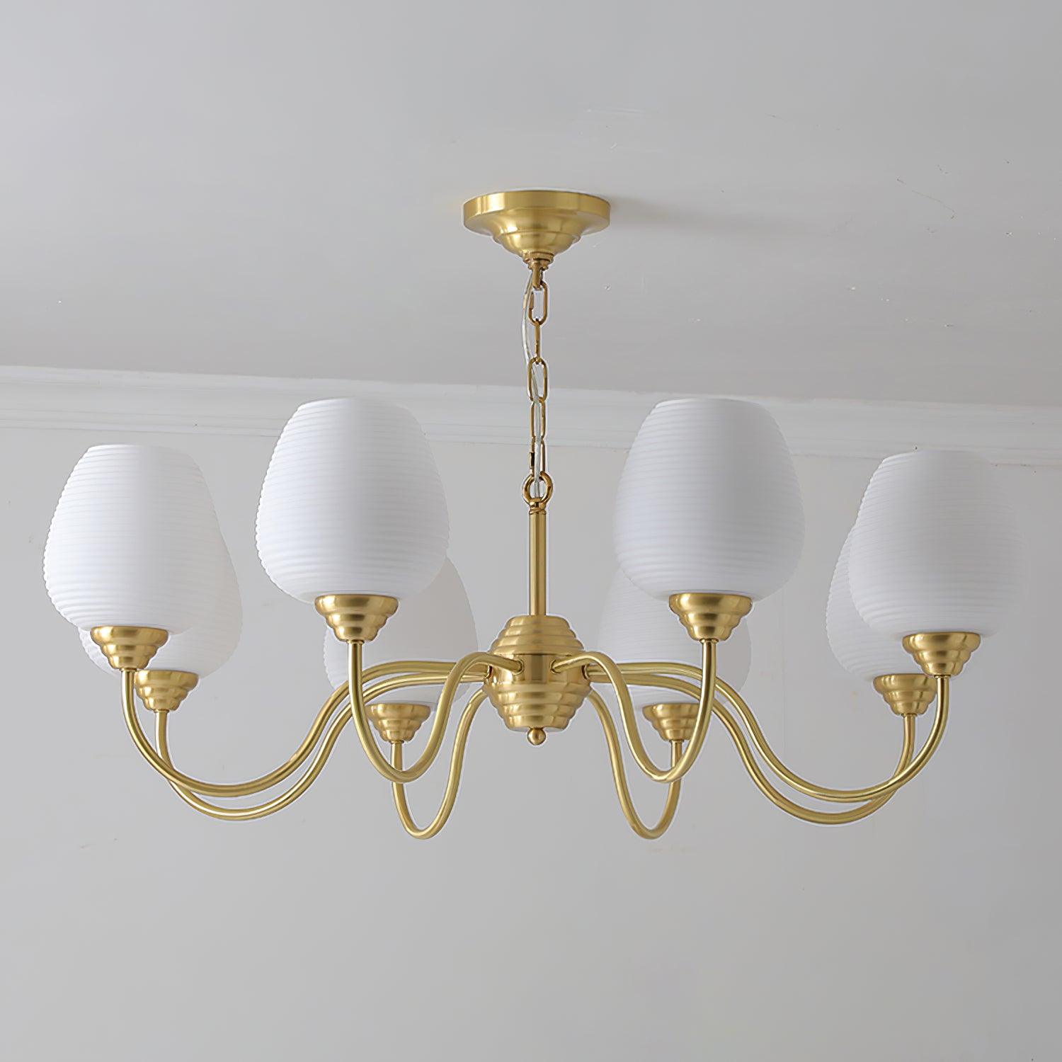 Lustra Lustre Laiton Antique Verre Blanc