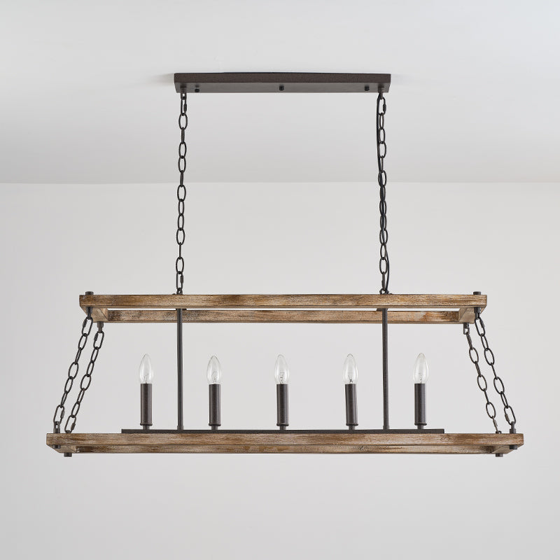 Ilcaryra Lustre Métal Bois Industriel Vintage Île Salon