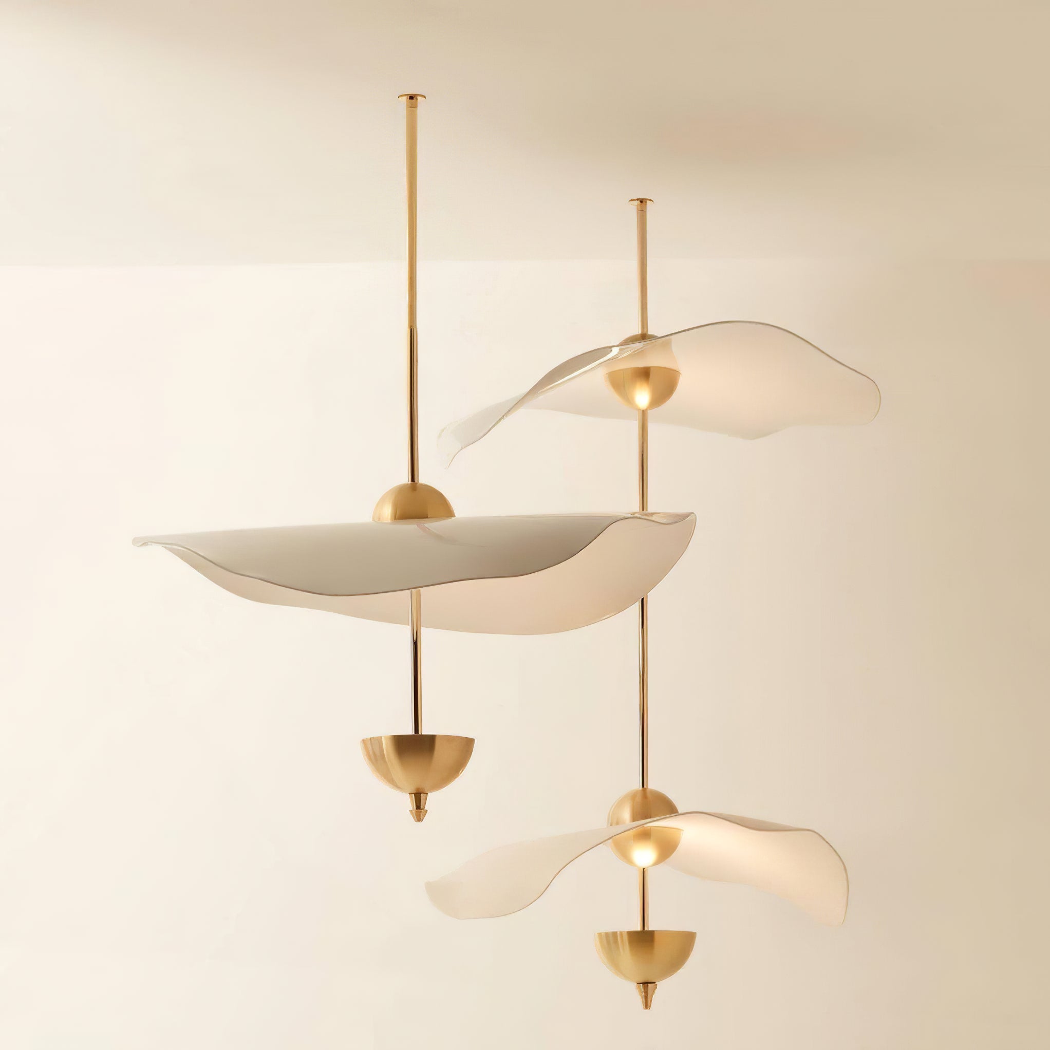 Lustra Suspension Double Biscuit pour Salon