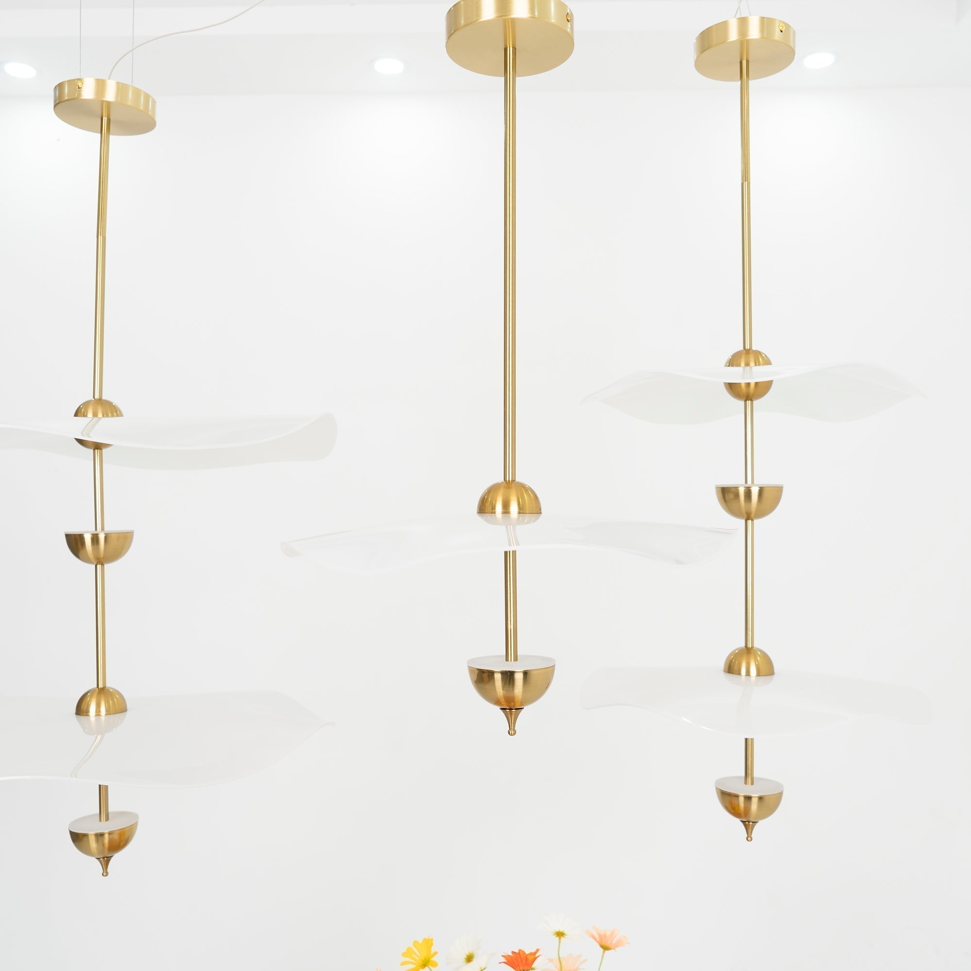 Lustra Suspension Double Biscuit pour Salon