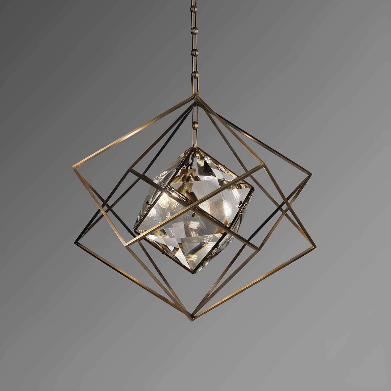 Zevira Suspension glamour en laiton et cristal