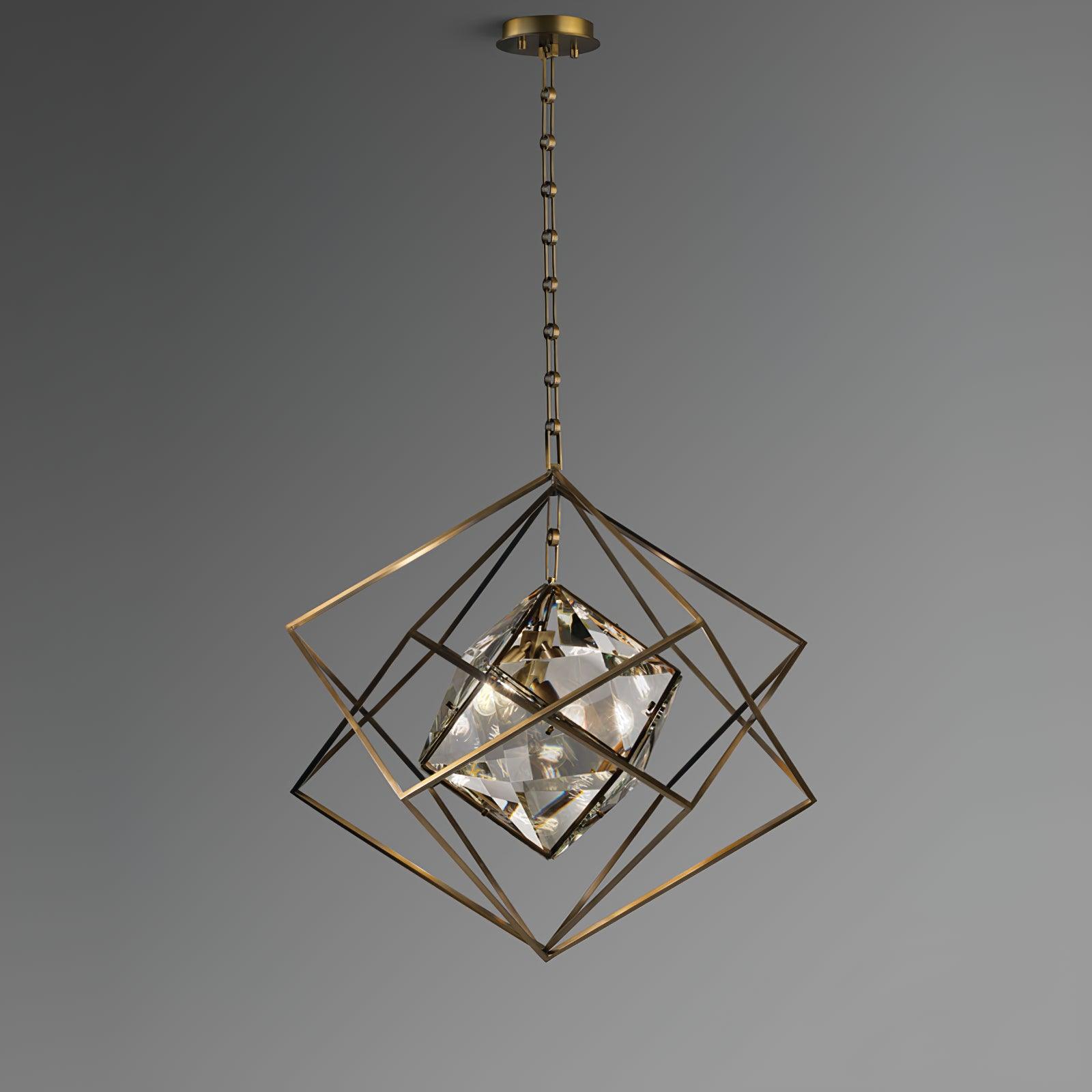 Zevira Suspension glamour en laiton et cristal