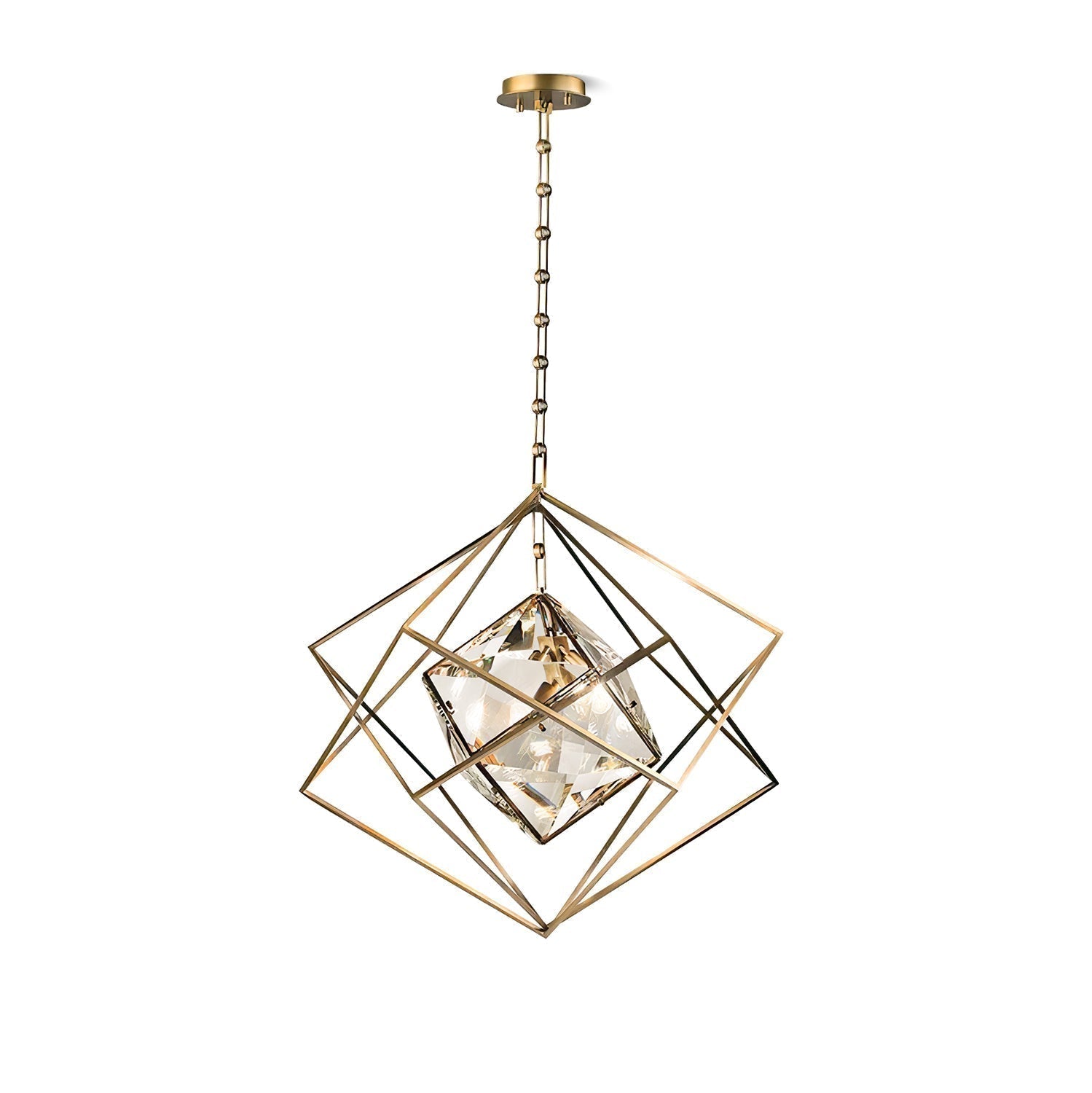 Zevira Suspension glamour en laiton et cristal