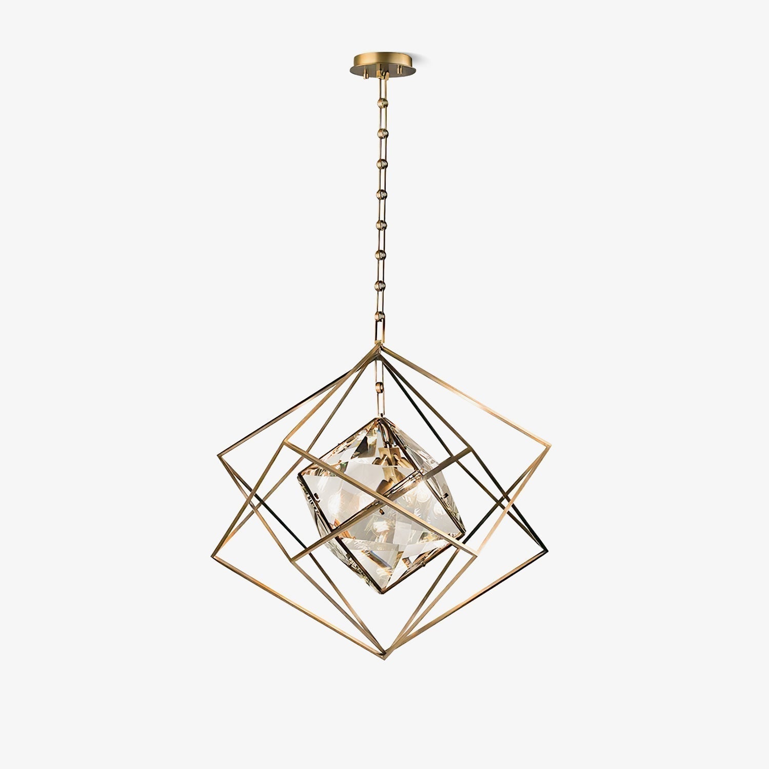 Zevira Suspension glamour en laiton et cristal