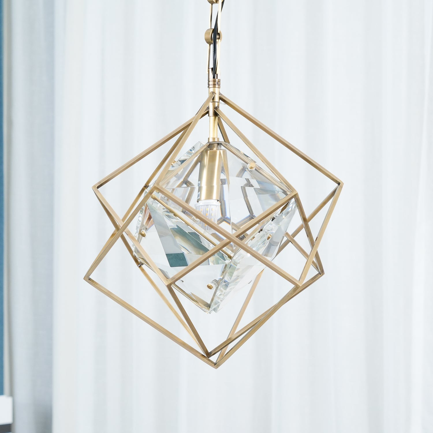 Zevira Suspension glamour en laiton et cristal