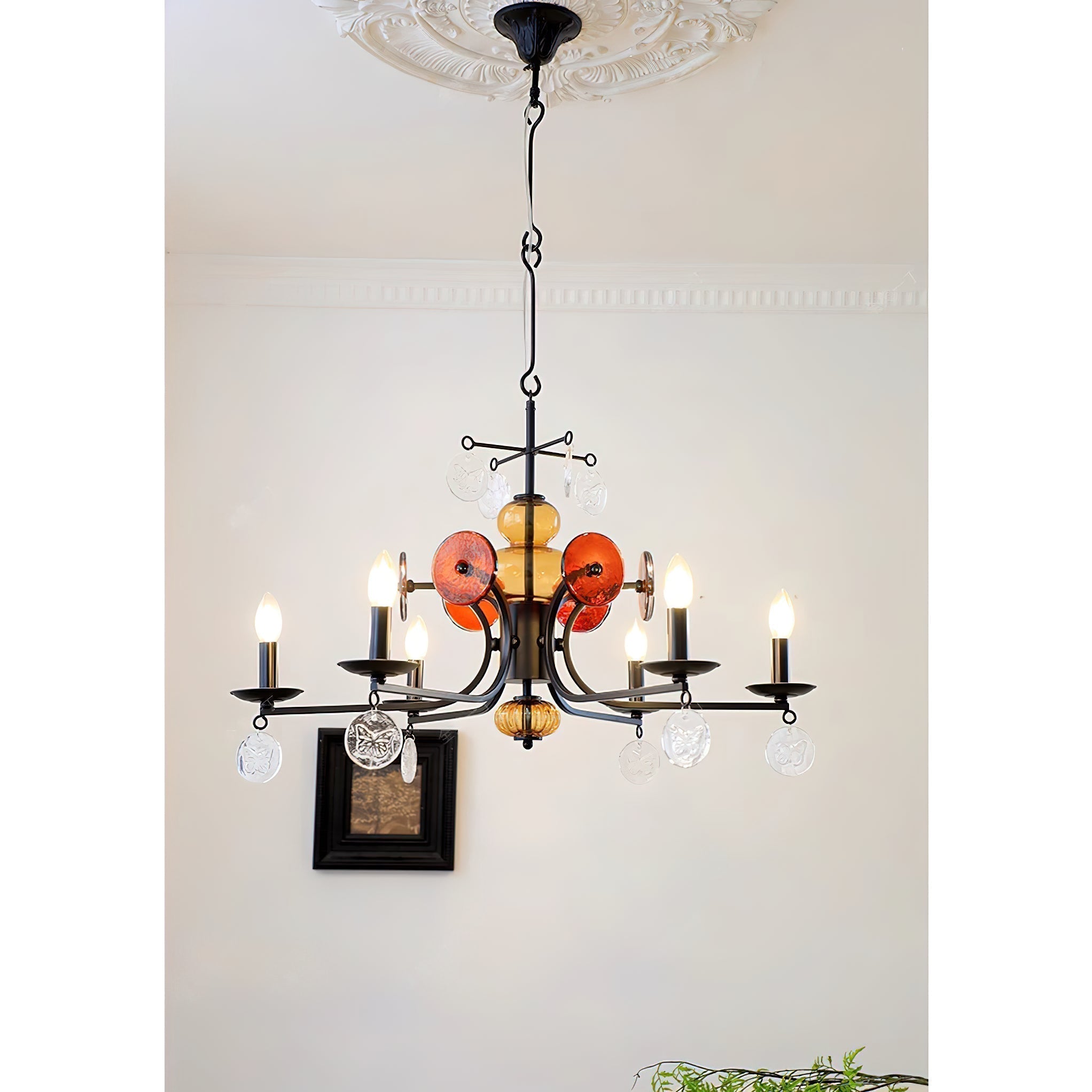 Anorion Lustre Métal Verre Luxe Vintage Salon
