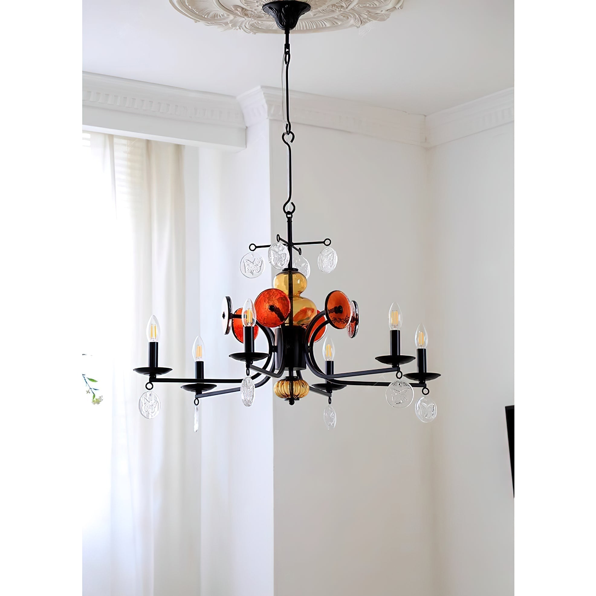 Anorion Lustre Métal Verre Luxe Vintage Salon