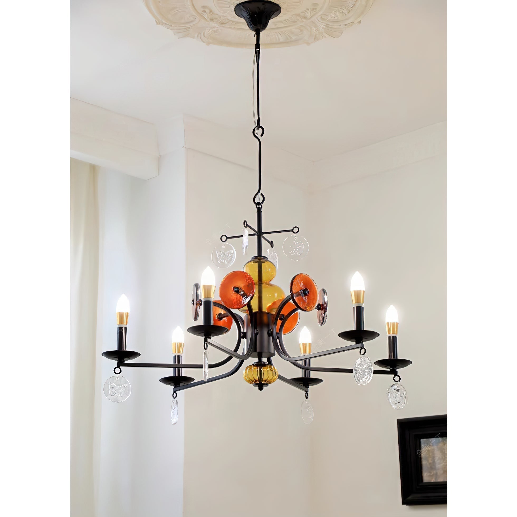 Anorion Lustre Métal Verre Luxe Vintage Salon