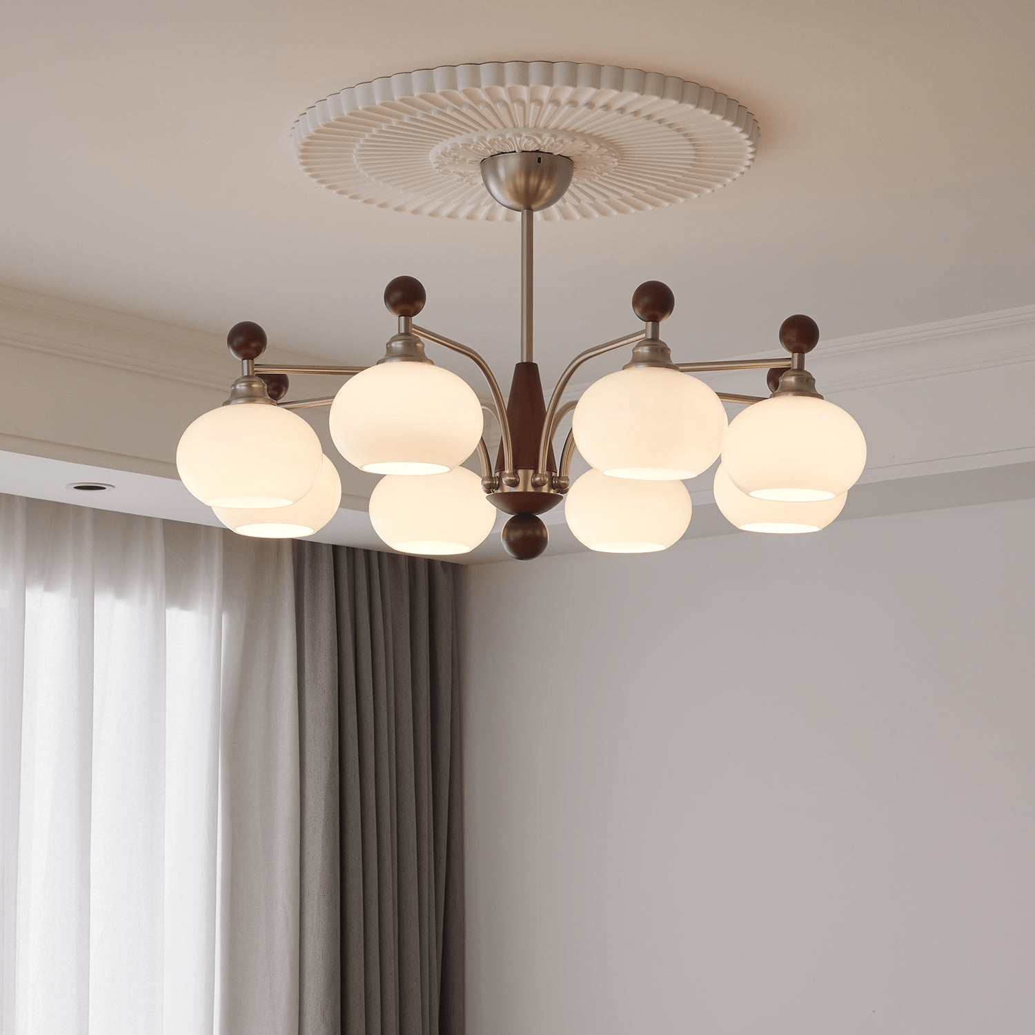 Ivloria Lustre Bois Verre Orbit Élégance Traditionnelle