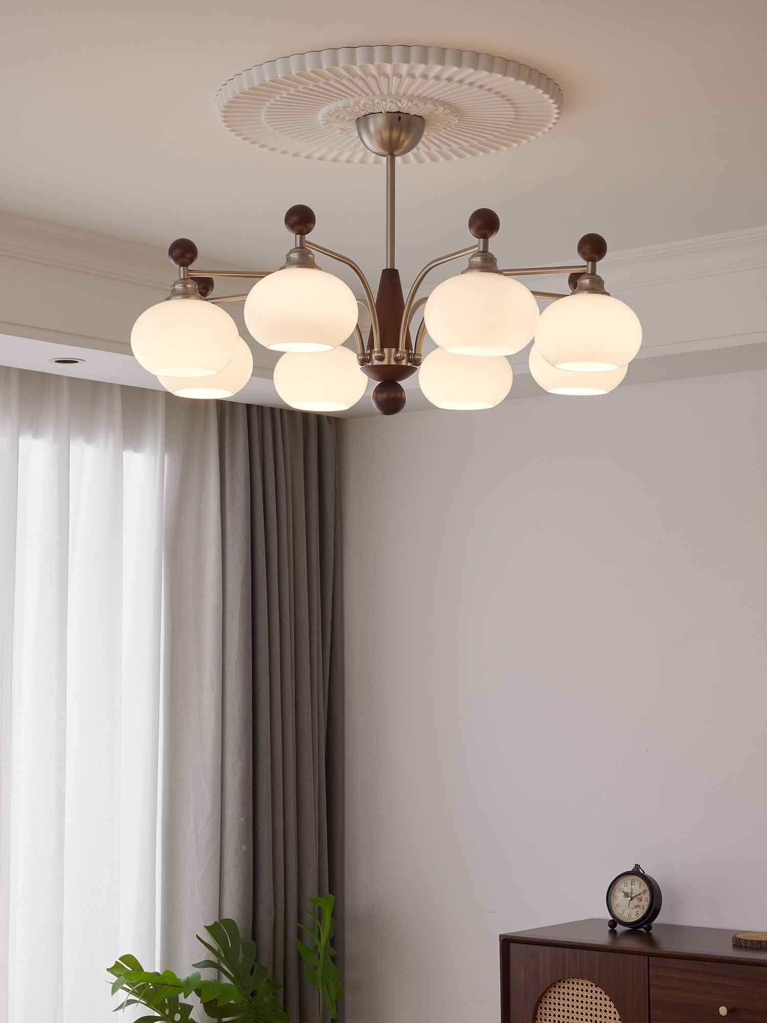 Ivloria Lustre Bois Verre Orbit Élégance Traditionnelle