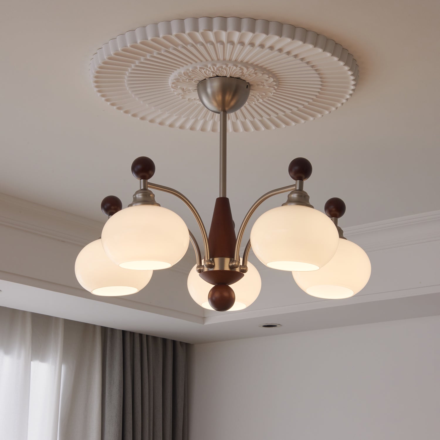 Ivloria Lustre Bois Verre Orbit Élégance Traditionnelle