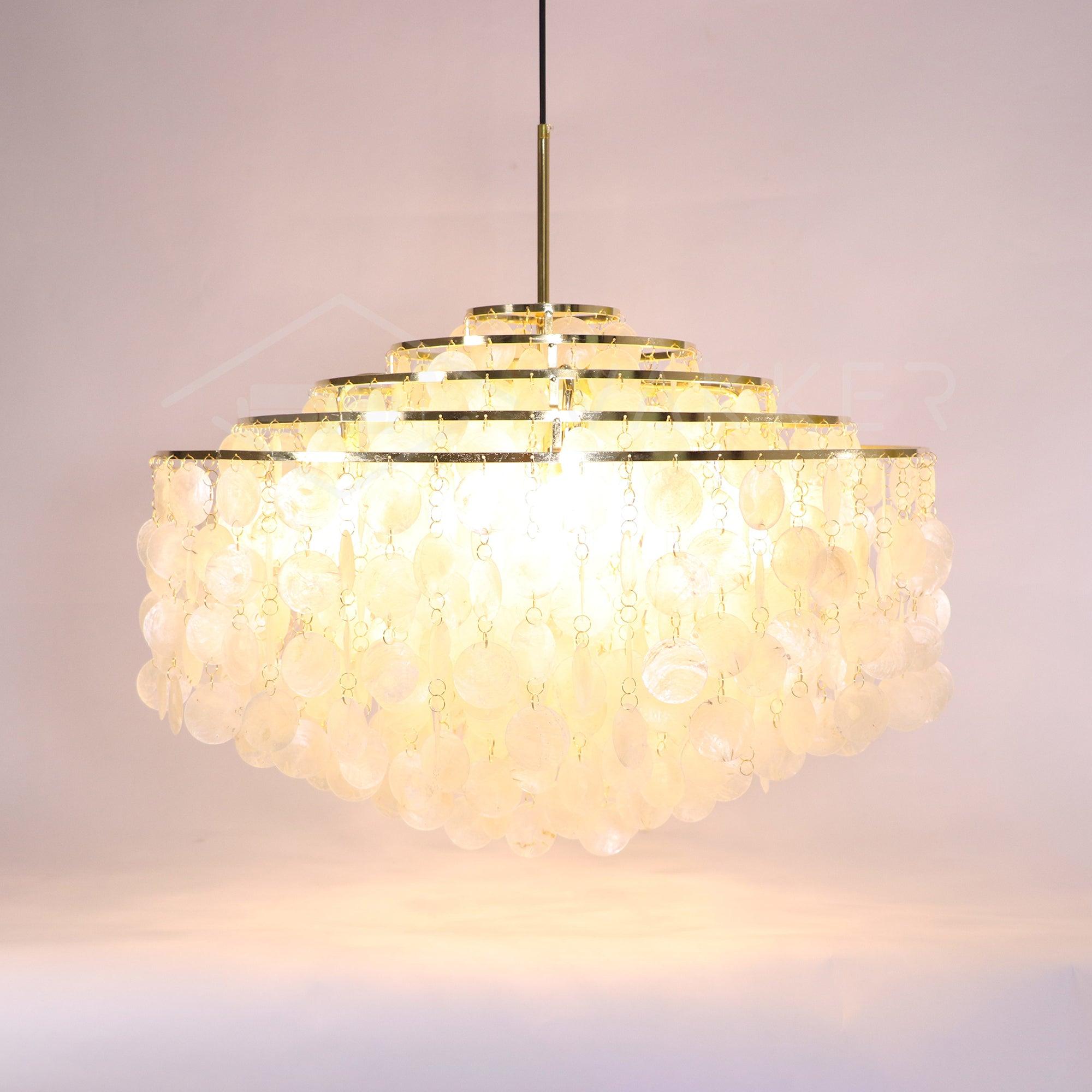 Lustra Suspension Lampe Anneau Rond en Coquillage