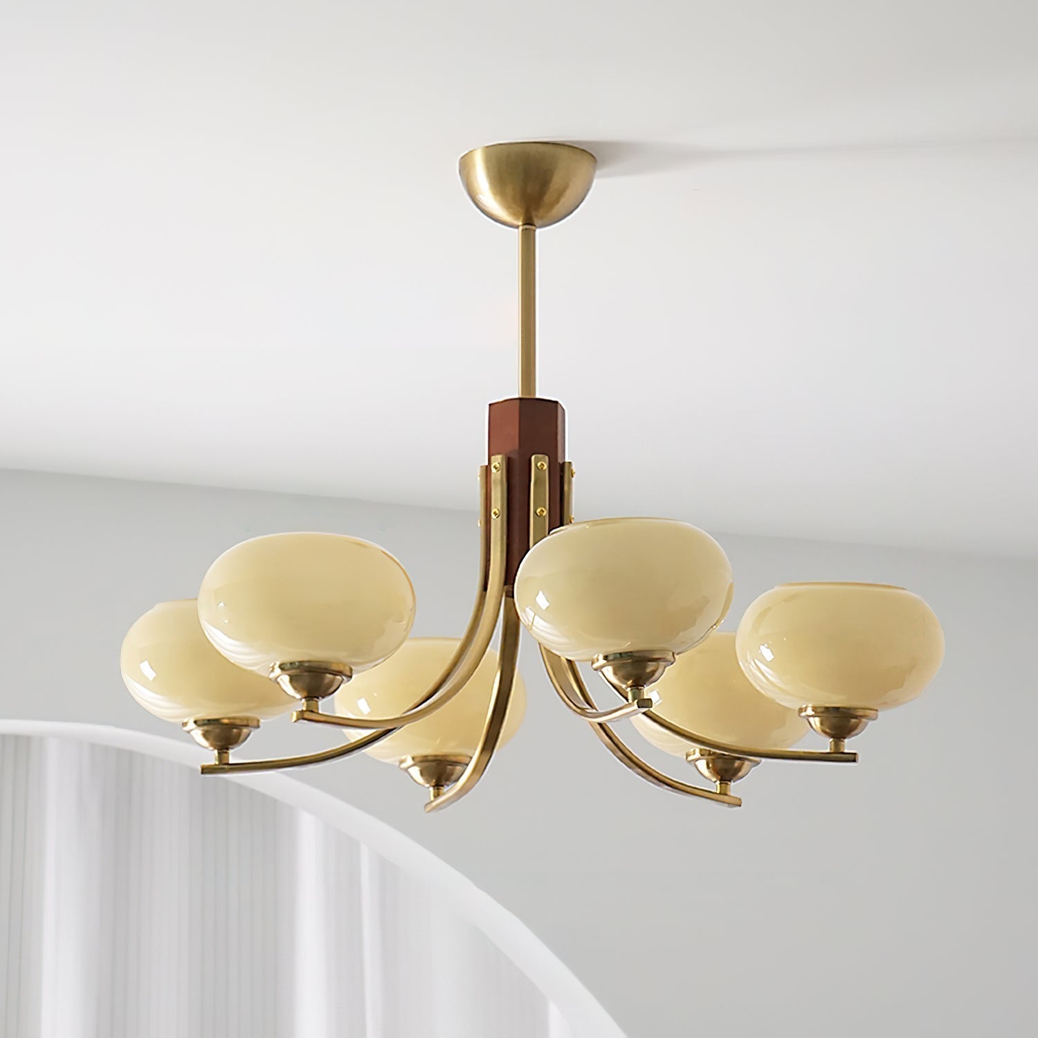 Auralyn Lustre Globe 6 Lumières Verre Ambre