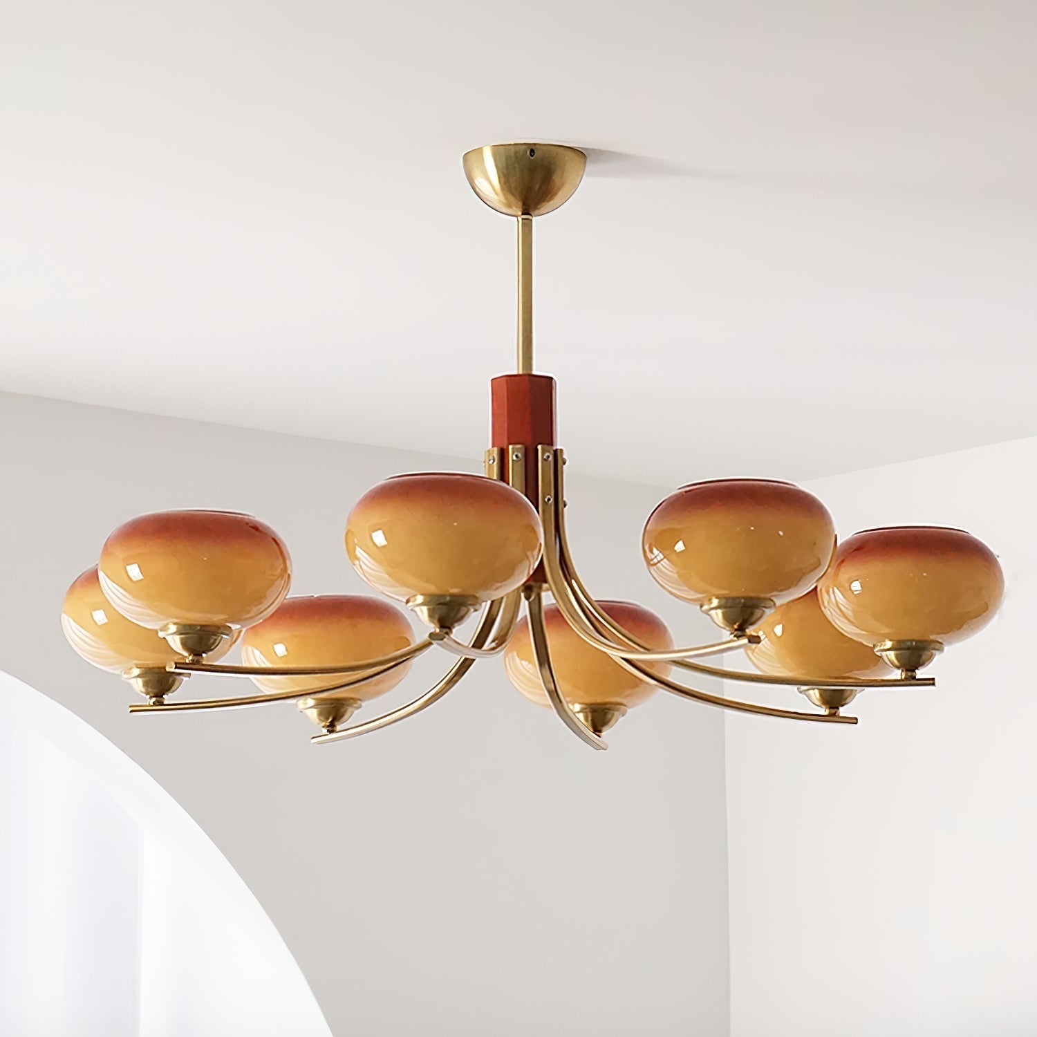 Auralyn Lustre Globe 6 Lumières Verre Ambre