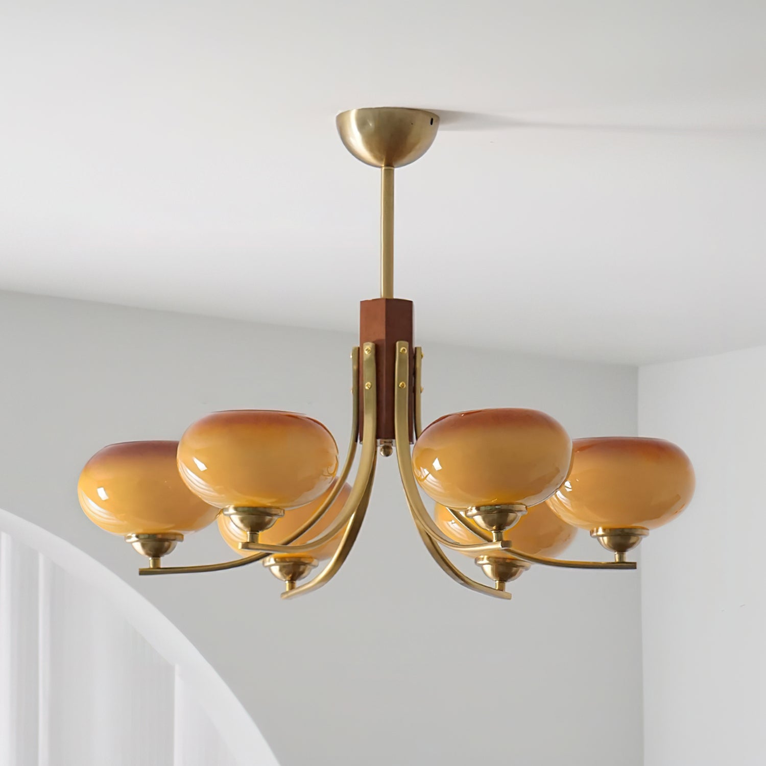 Auralyn Lustre Globe 6 Lumières Verre Ambre