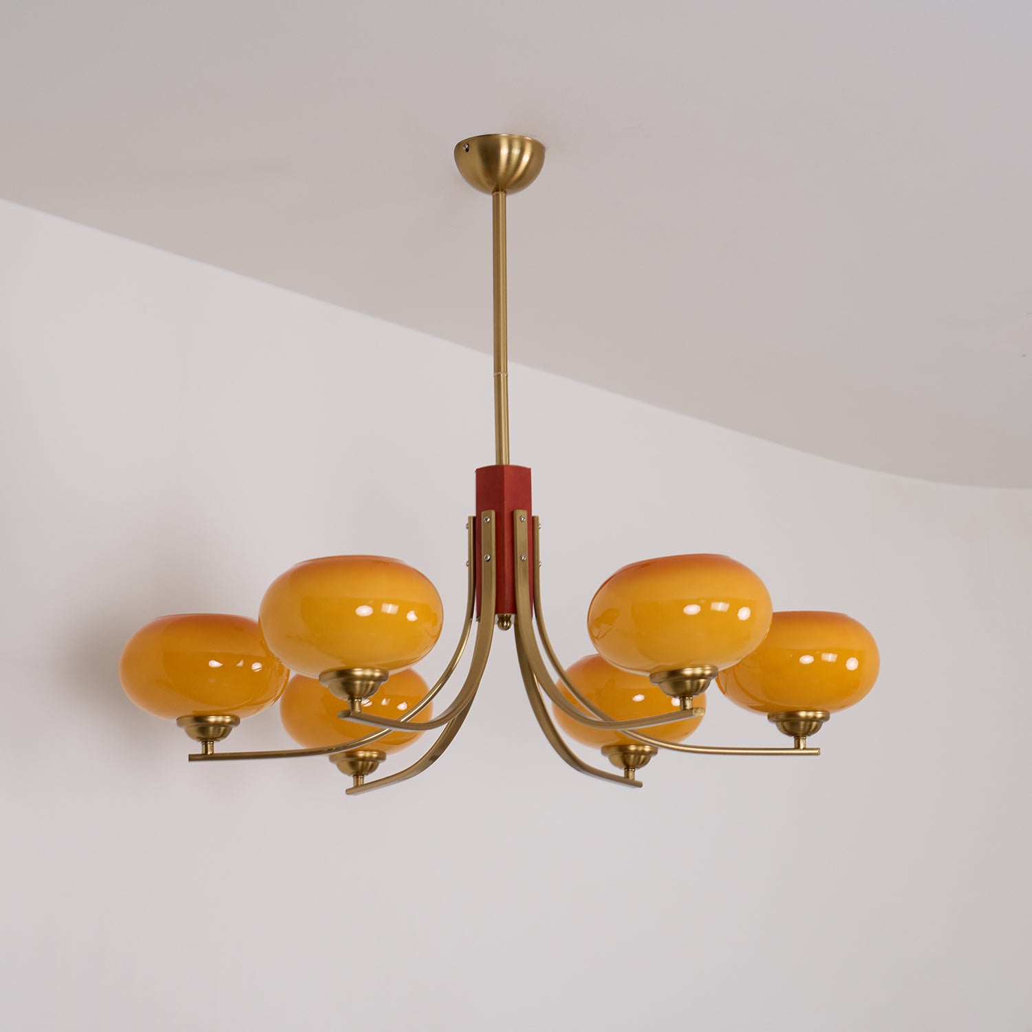 Auralyn Lustre Globe 6 Lumières Verre Ambre