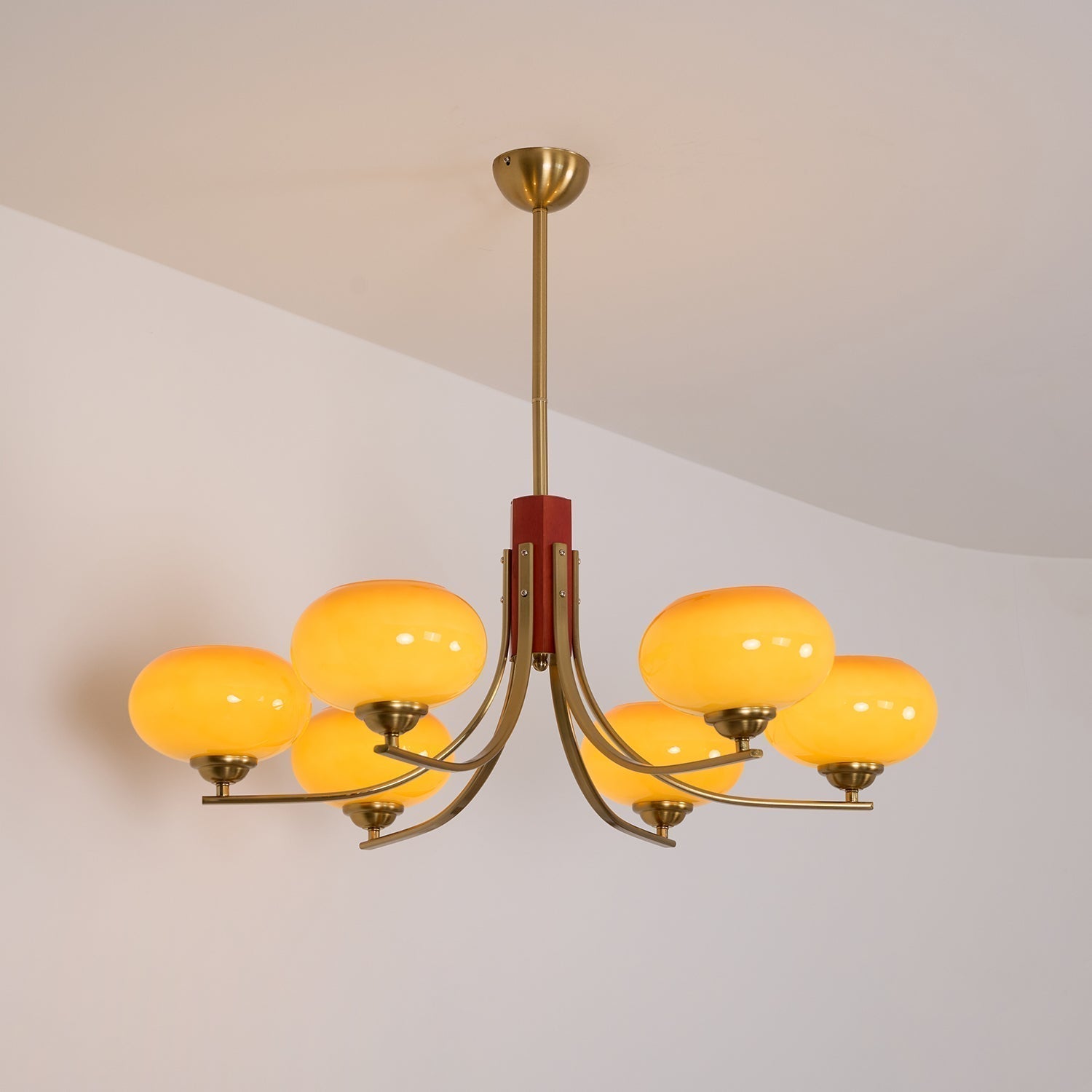 Auralyn Lustre Globe 6 Lumières Verre Ambre
