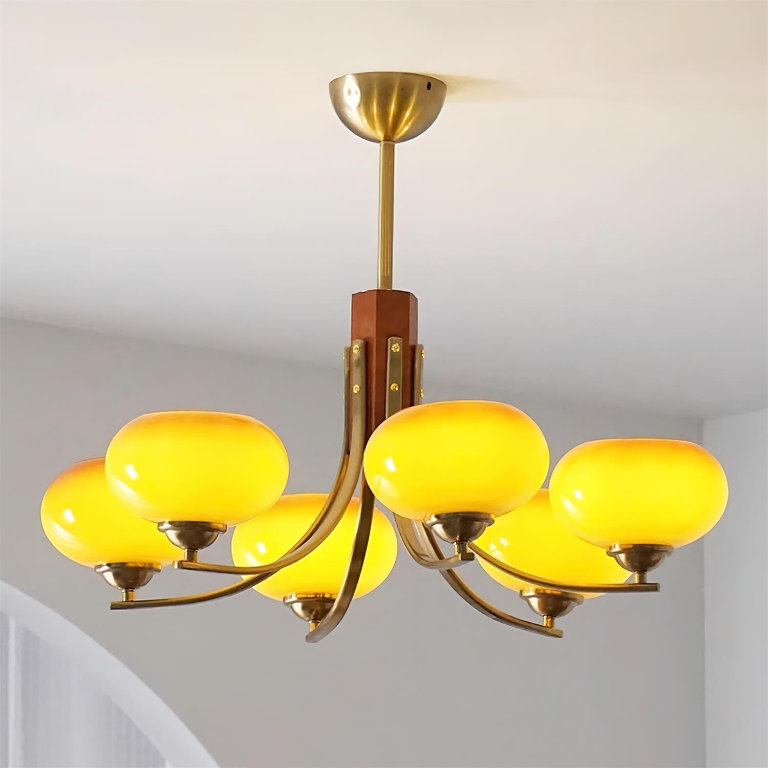 Auralyn Lustre Globe 6 Lumières Verre Ambre